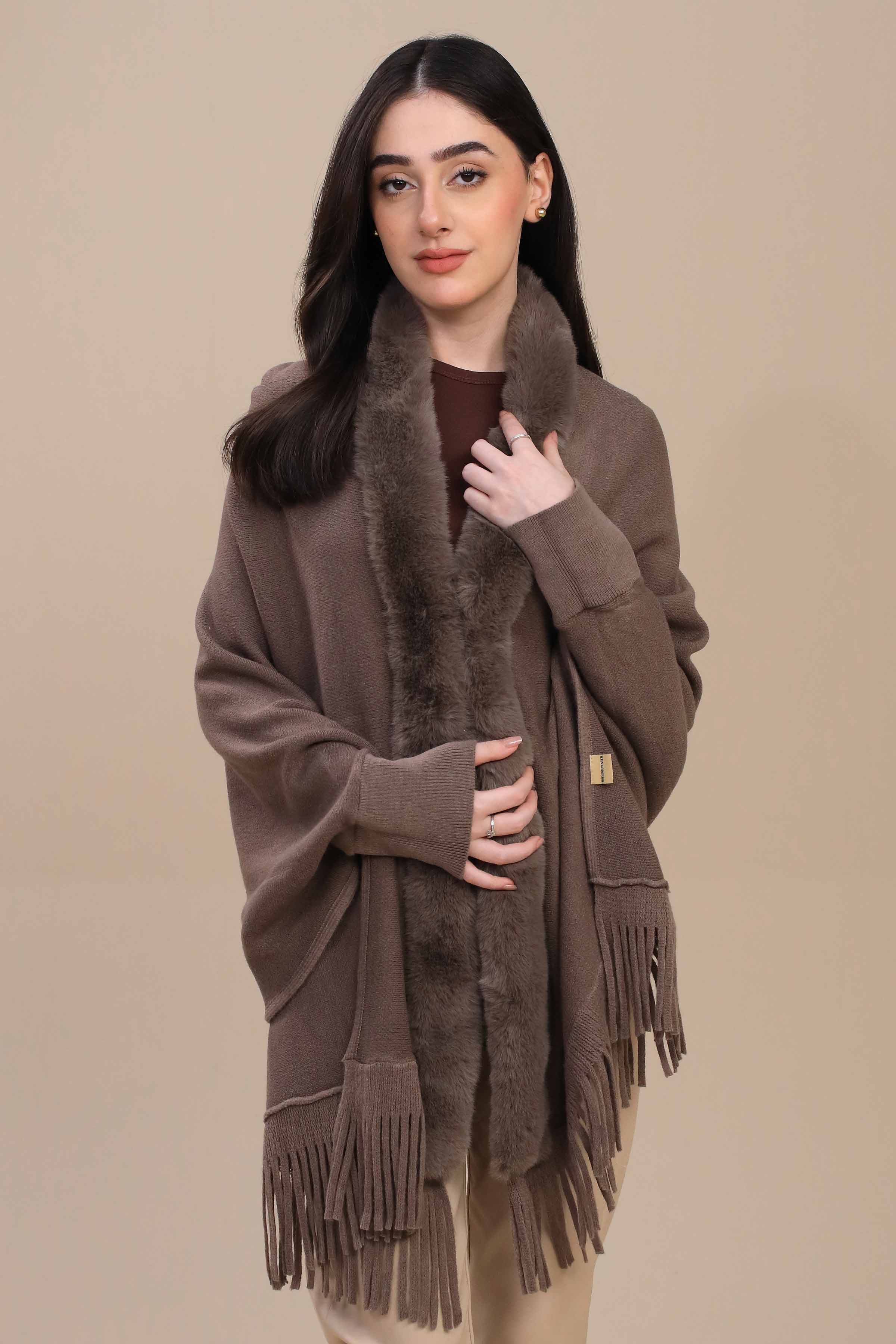 URB Dark Grey Cape Shawl 04