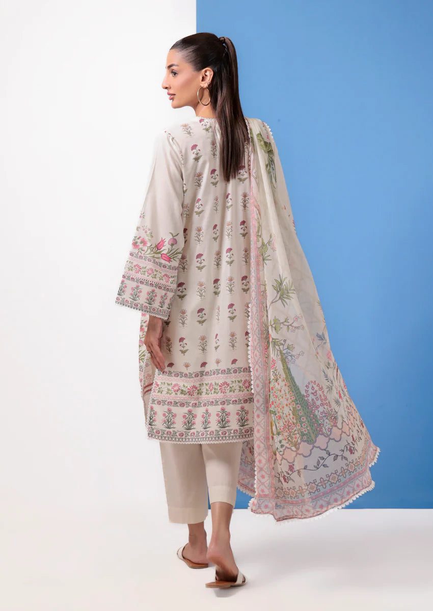 URB Cream 3-Piece Unstitched Cambric Suit for Women