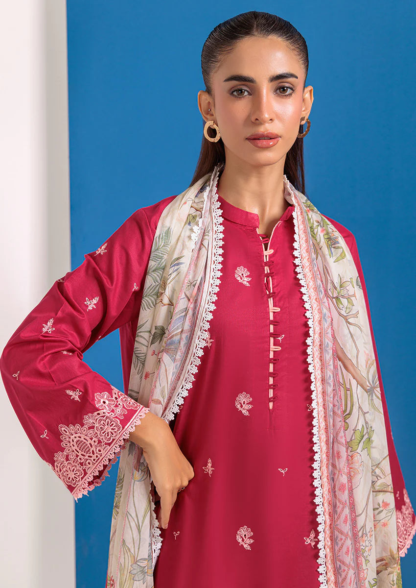 URB Pink Cambric 3-Piece Unstitched Suit for Women