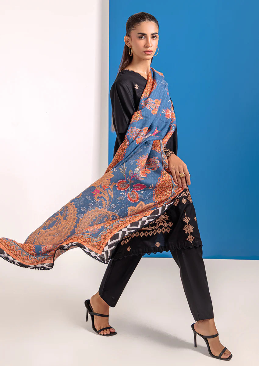 URB Black Cambric 3-Piece Unstitched Suit for Women