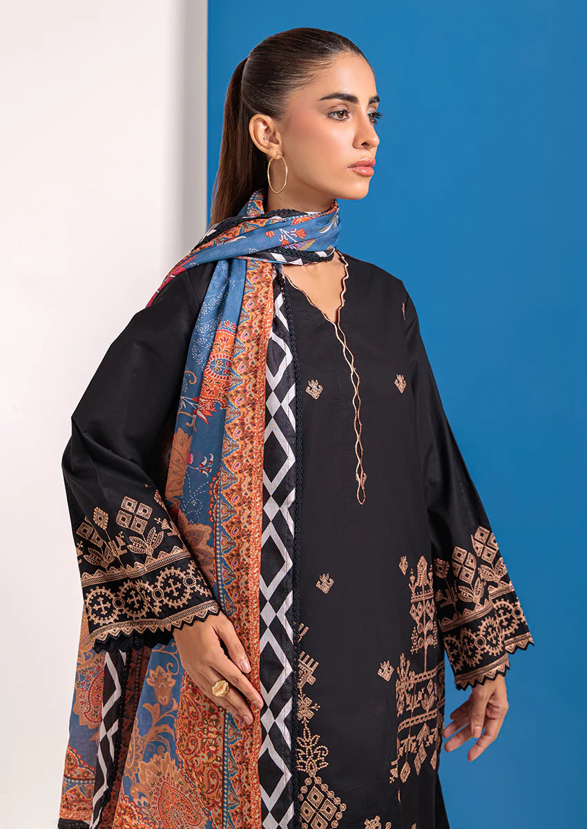 URB Black Cambric 3-Piece Unstitched Suit for Women