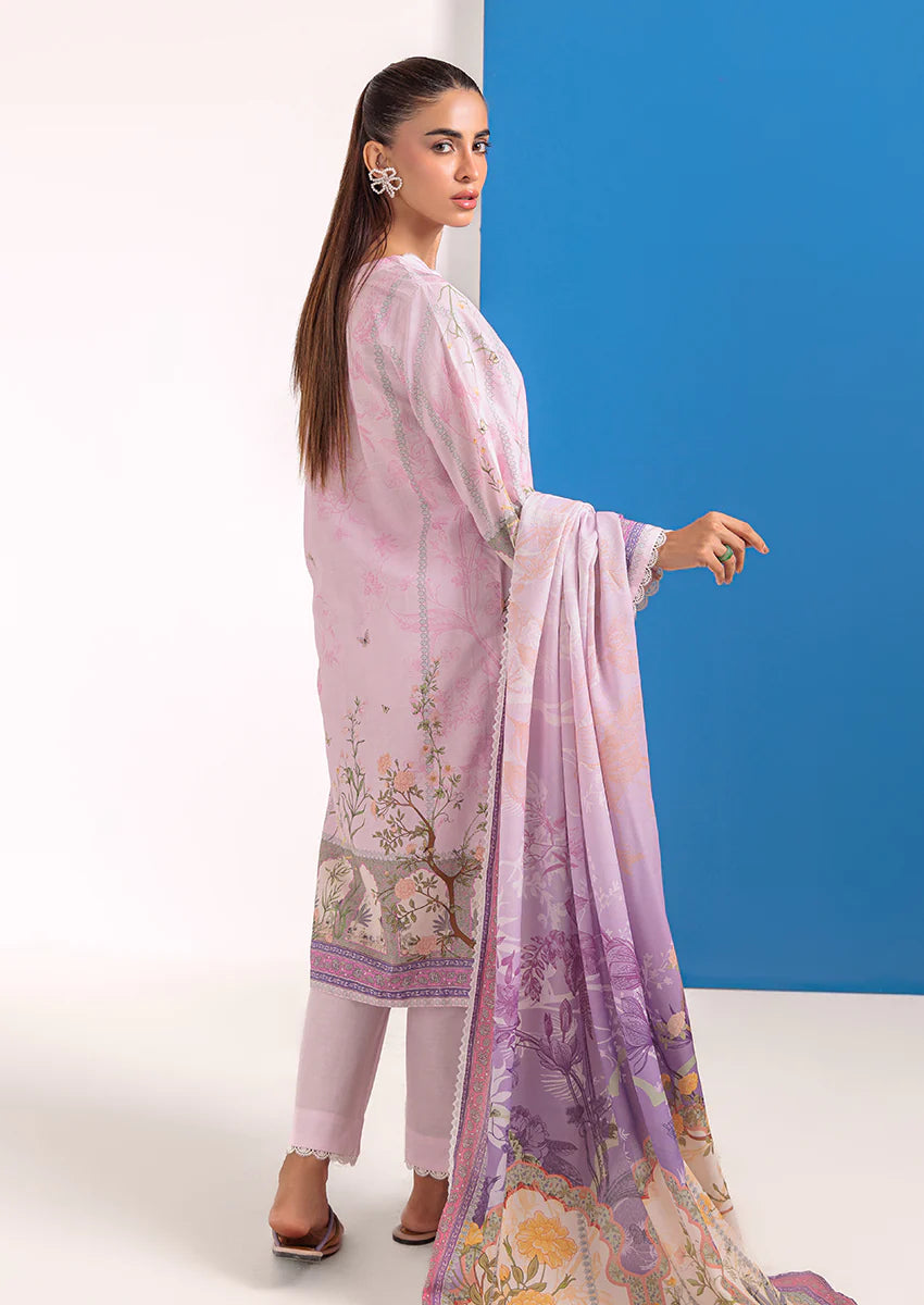 URB Light Pink 3-Piece Unstitched Cambric Suit for Women