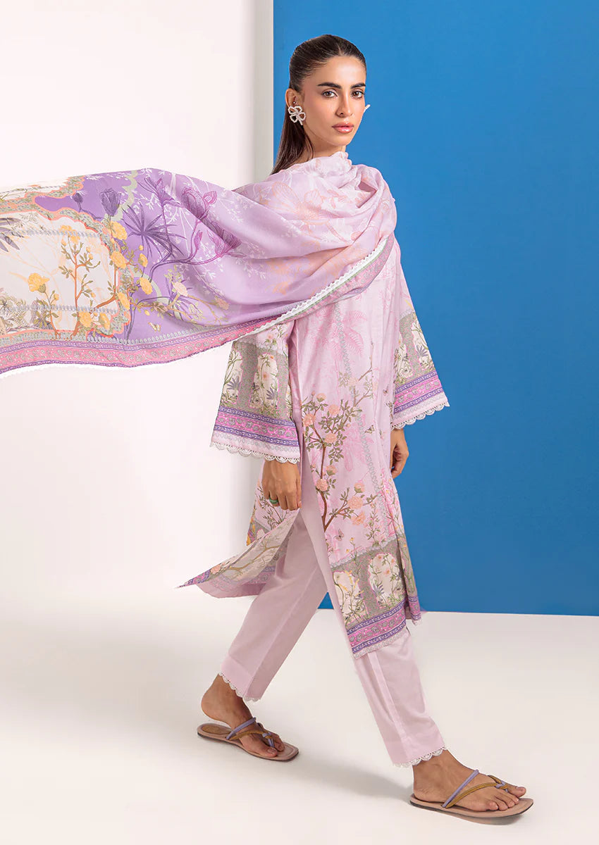 URB Light Pink 3-Piece Unstitched Cambric Suit for Women