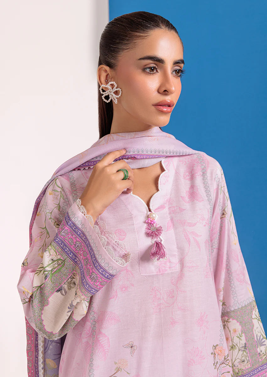 URB Light Pink 3-Piece Unstitched Cambric Suit for Women