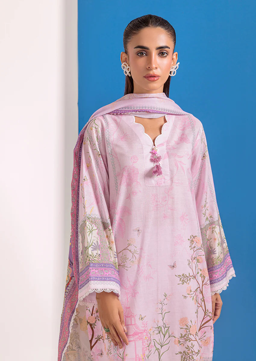 URB Light Pink 3-Piece Unstitched Cambric Suit for Women