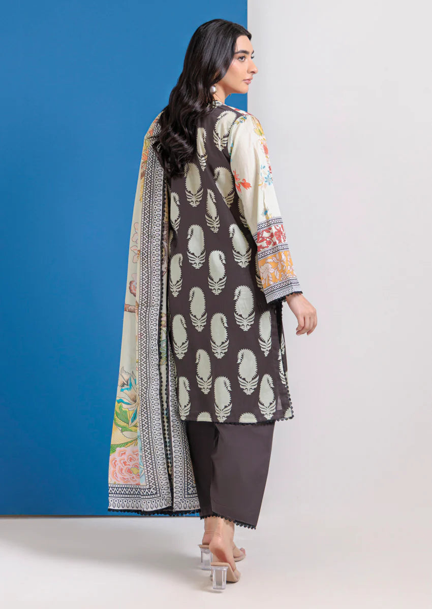 URB Black Lawn 3-Piece Unstitched Suit for Women