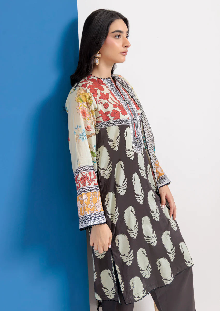 URB Black Lawn 3-Piece Unstitched Suit for Women