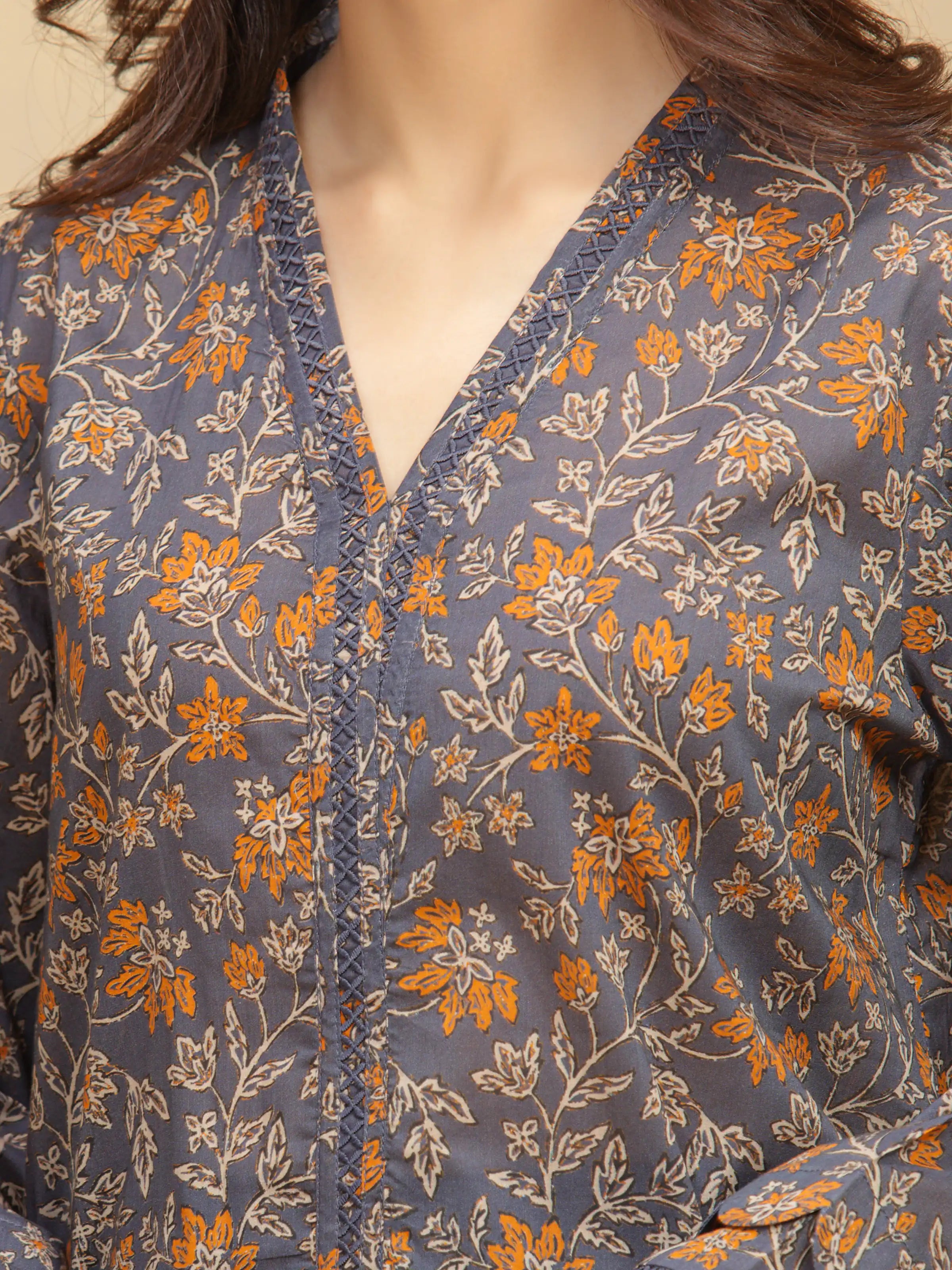 Unstitched Dark Grey Printed Khaddar 3 Piece