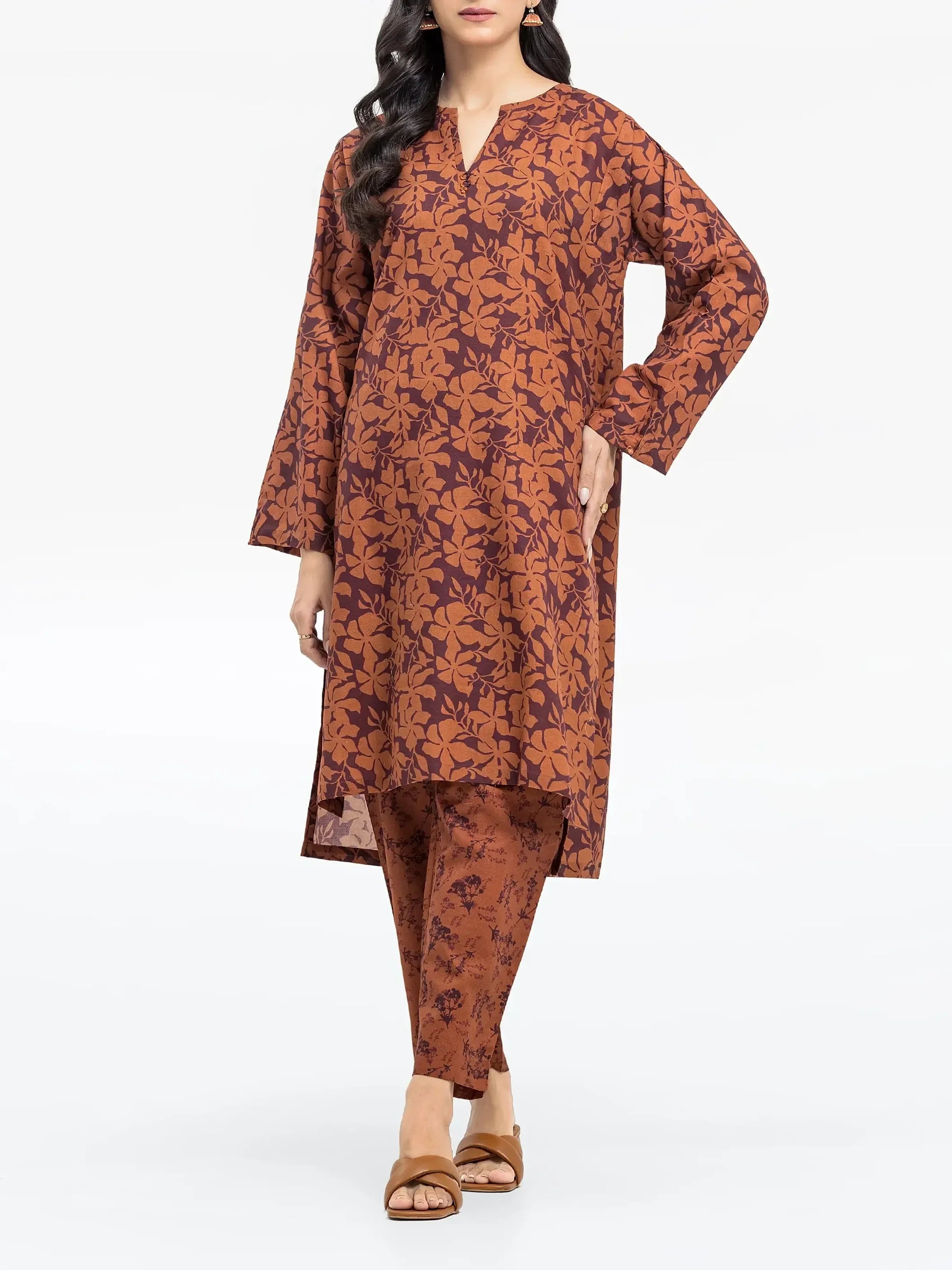 URB Pret 2Pc Printed Khaddar Shirt Trouser
