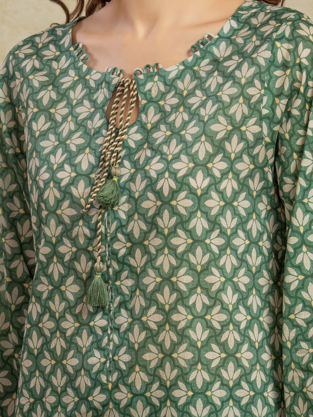 URB Unstitched Green Printed Khaddar 3 Piece