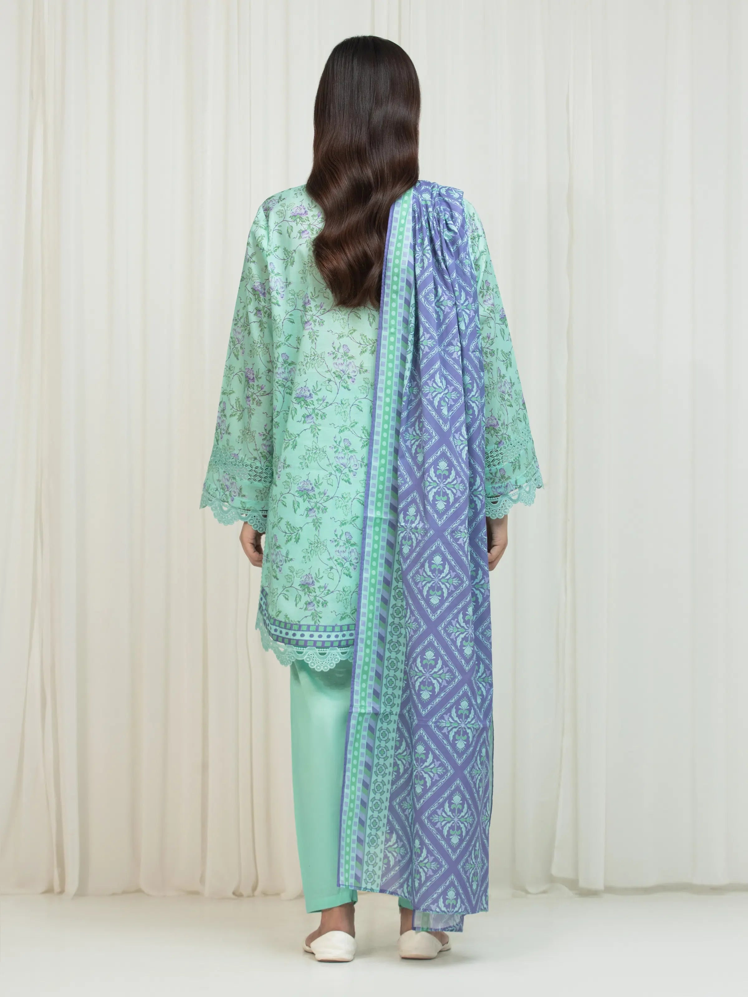 URB Printed Lawn Suit (Green)