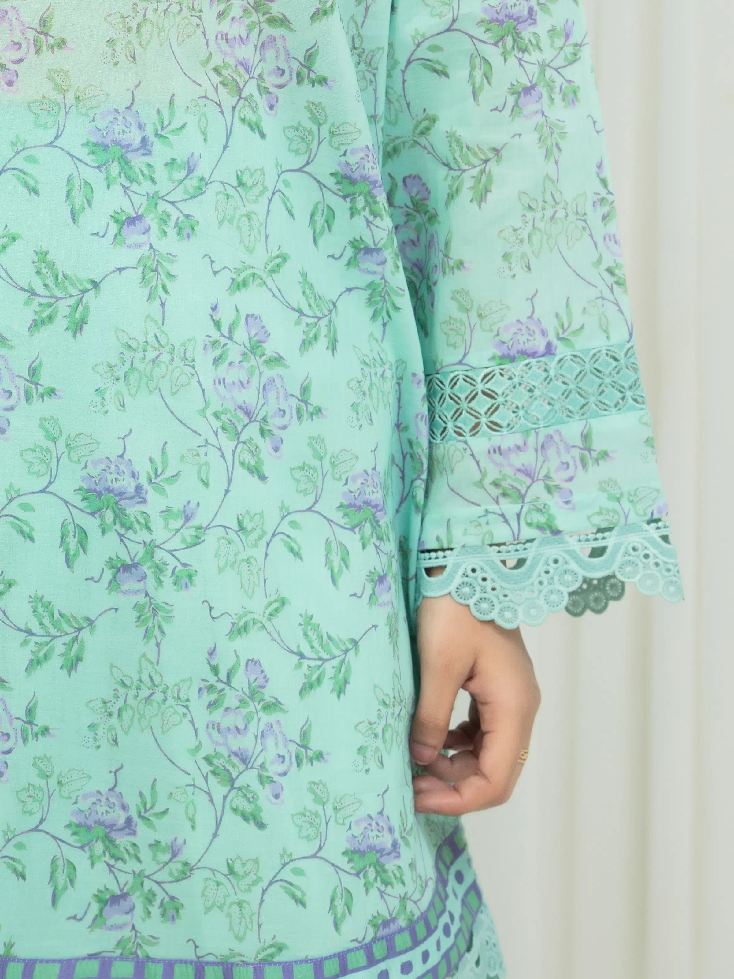 URB Printed Lawn Suit (Green)