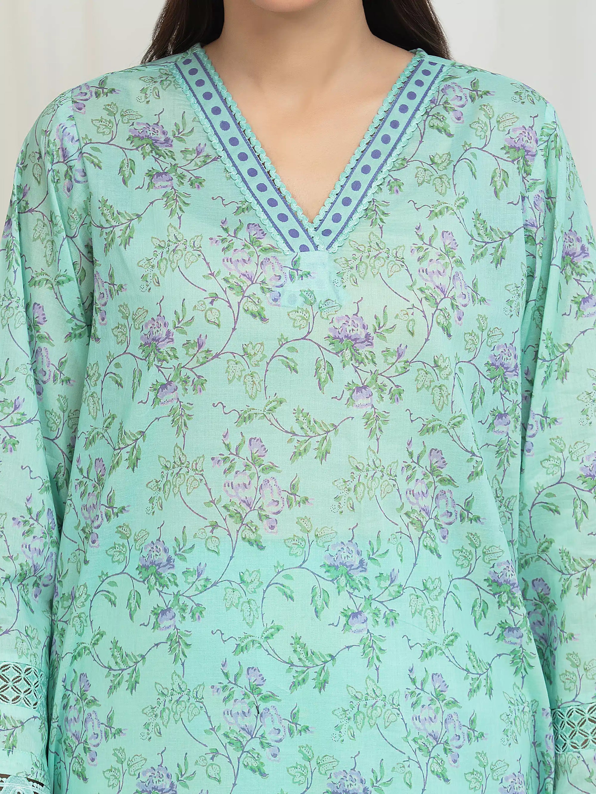 URB Printed Lawn Suit (Green)