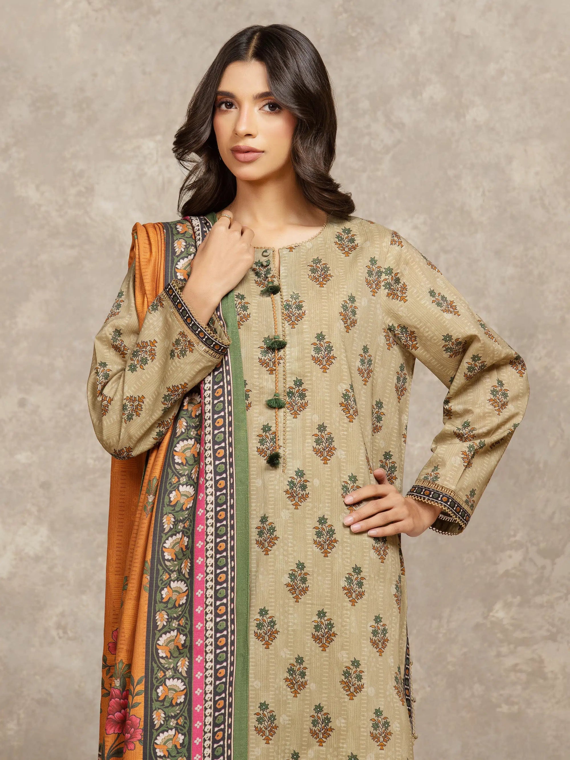 URB Unstitched Printed Khaddar Suit
