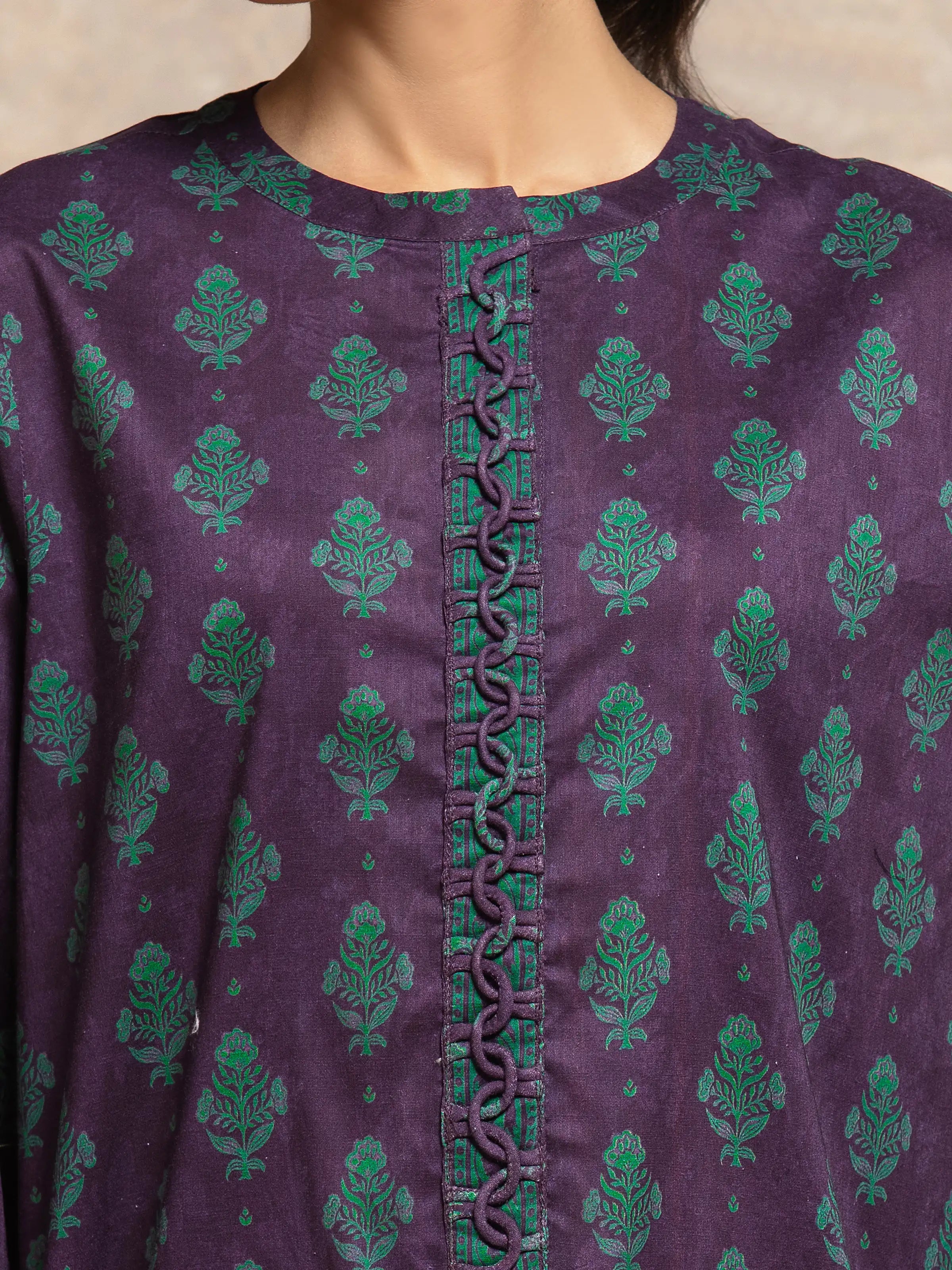 URB Unstitched Purple Printed Khaddar Suit