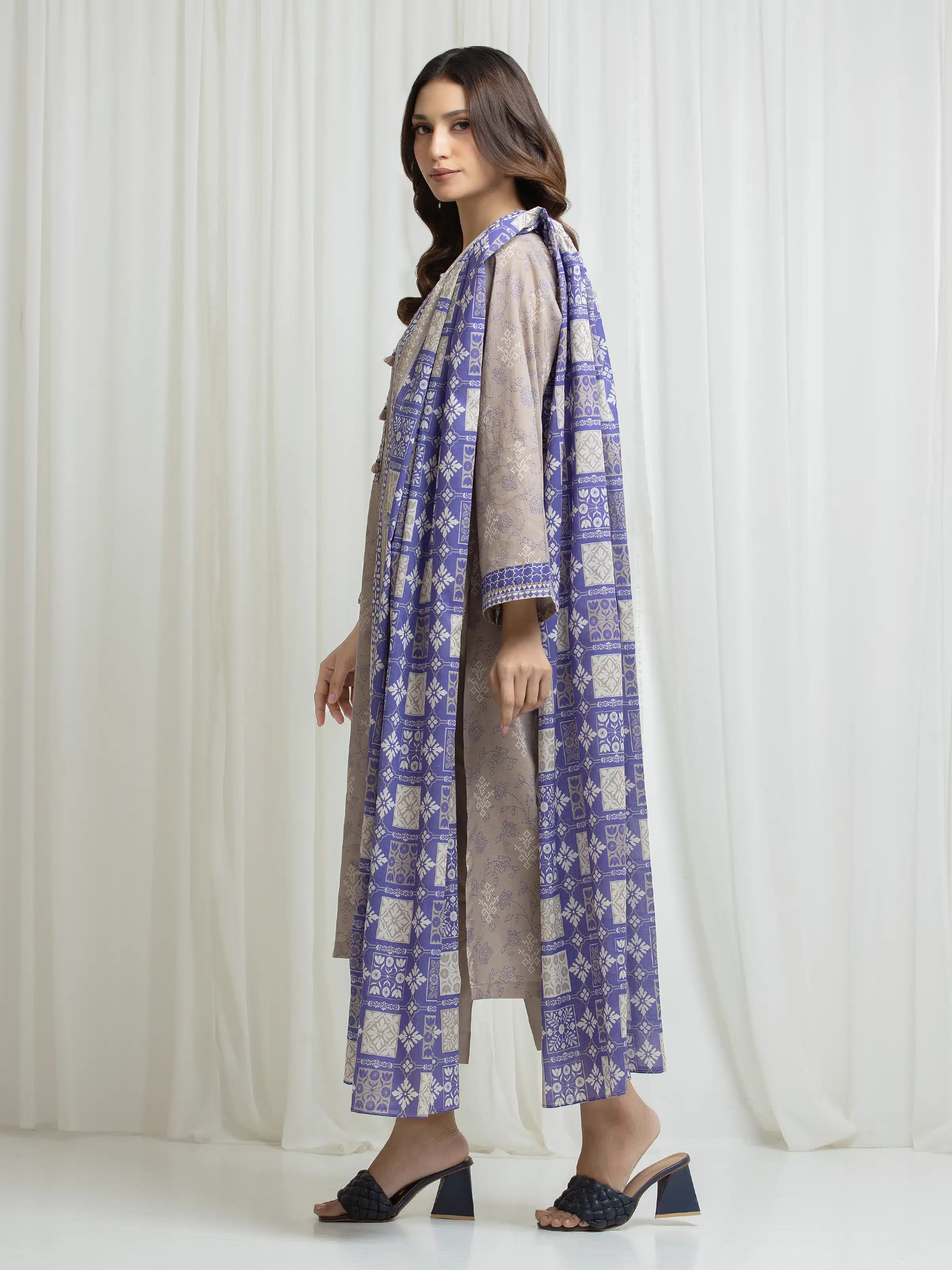 URB Printed Lawn Suit (Beige)