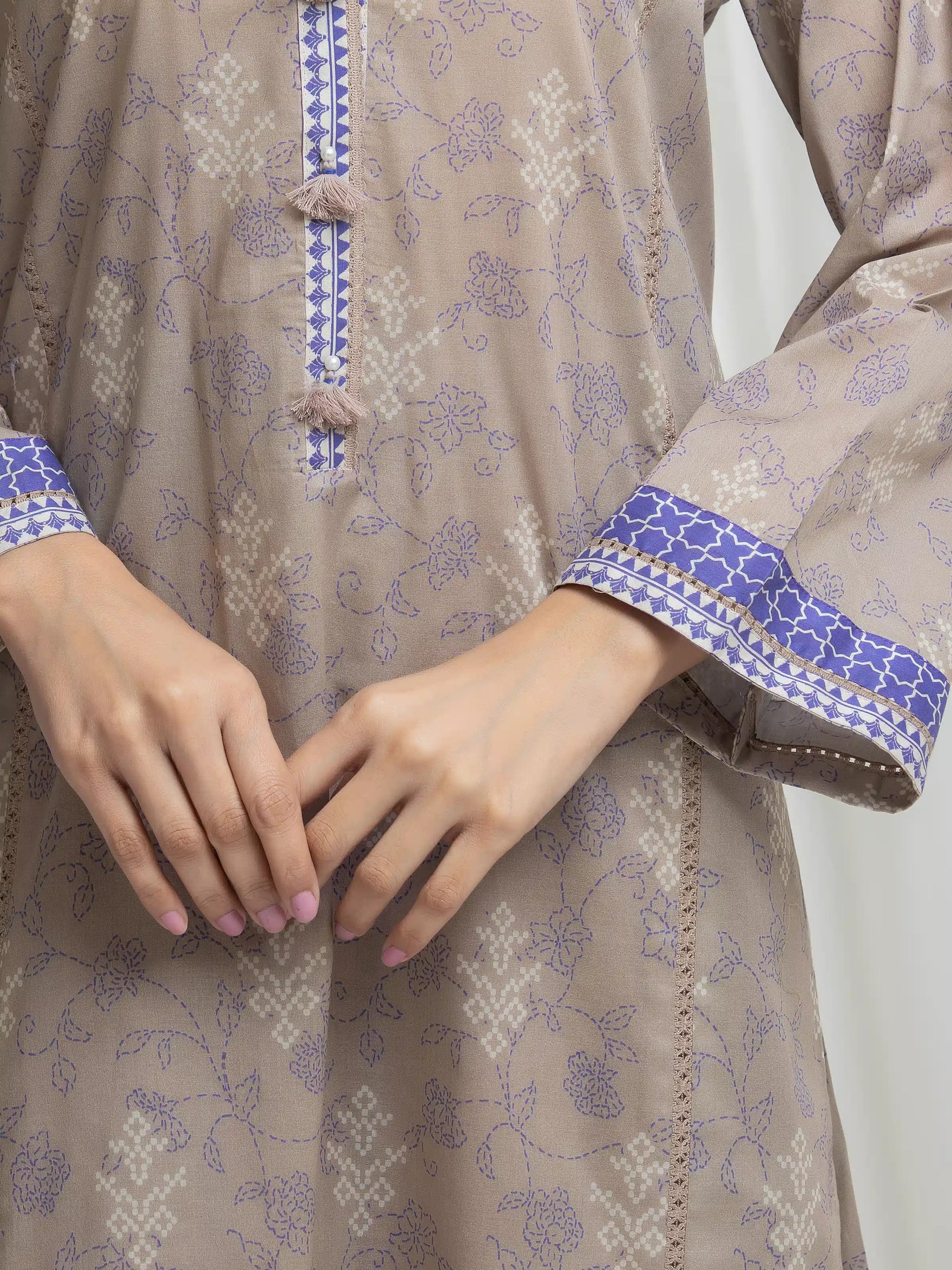 URB Printed Lawn Suit (Beige)