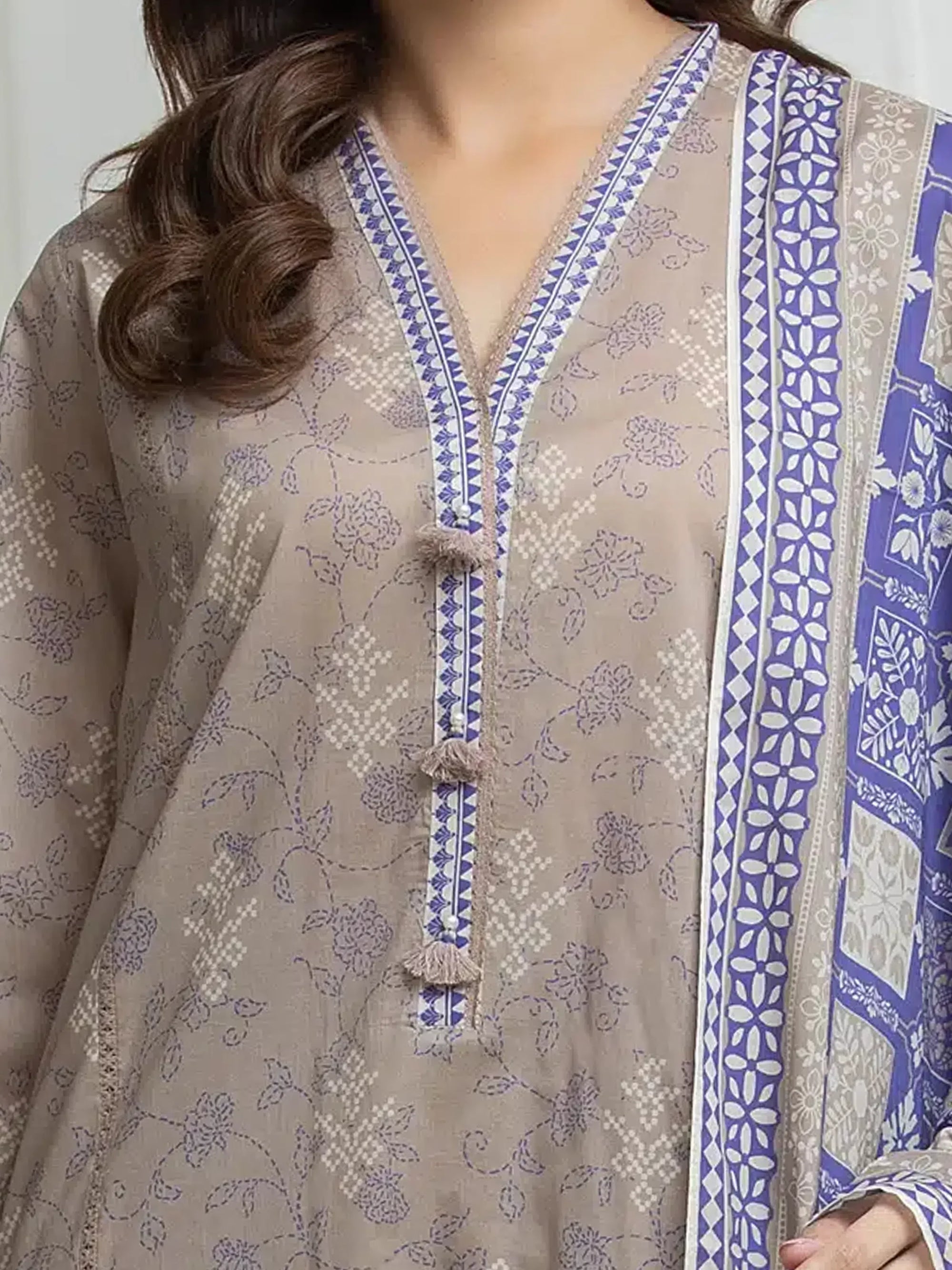 URB Printed Lawn Suit (Beige)