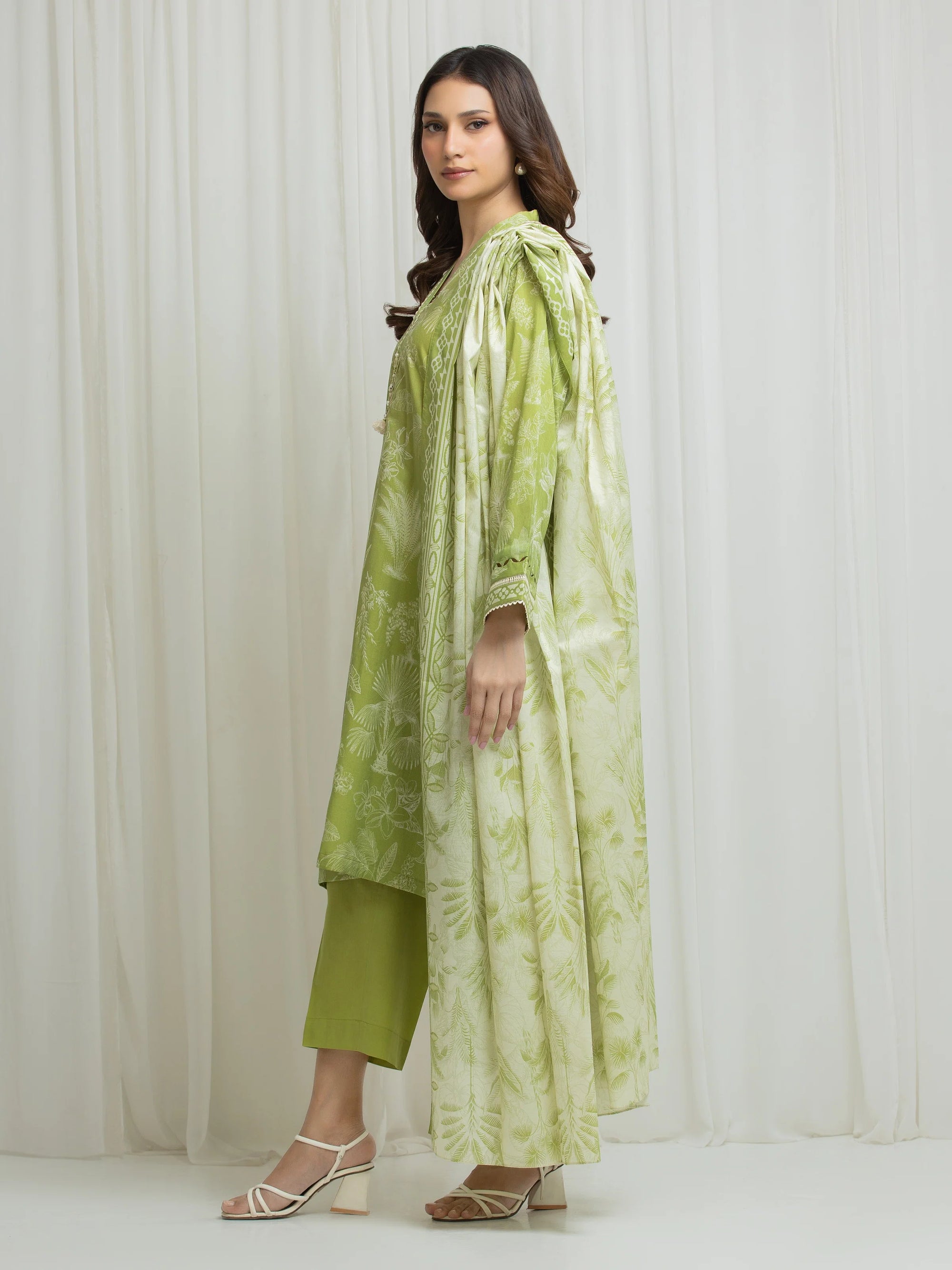 URB Printed Lawn Suit (Olive)