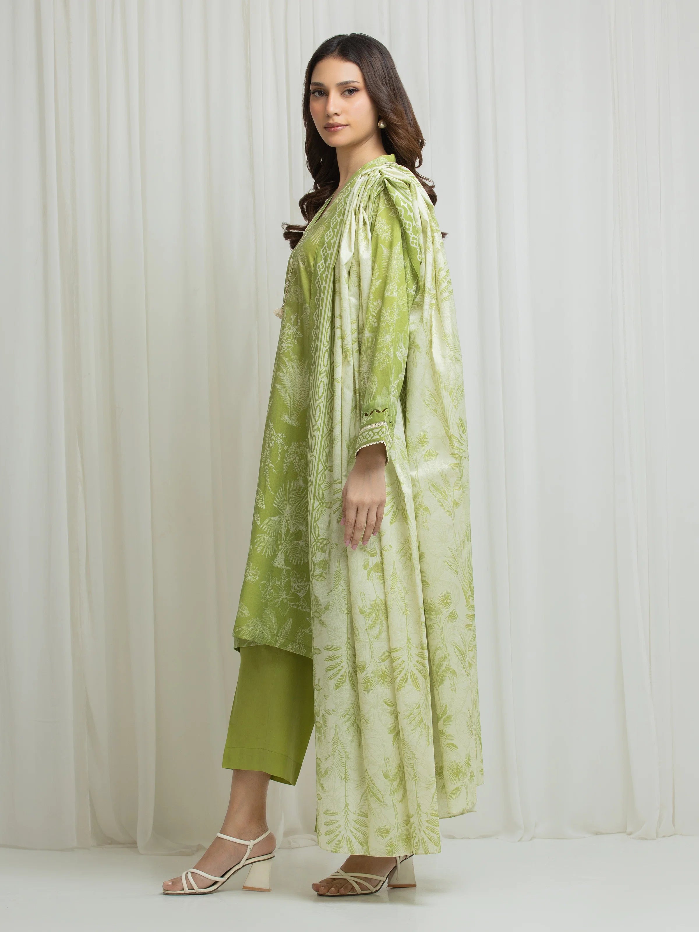 URB Printed Lawn Suit (Olive)
