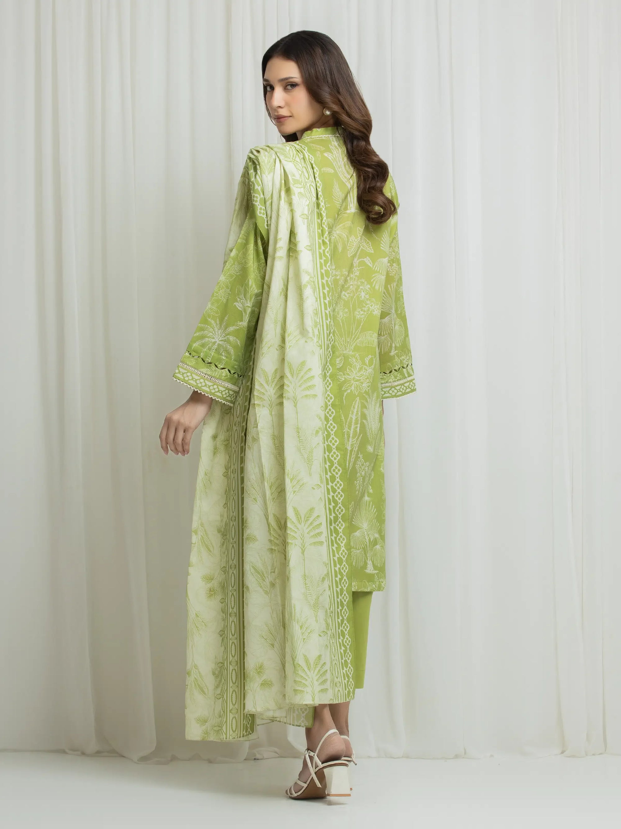 URB Printed Lawn Suit (Olive)