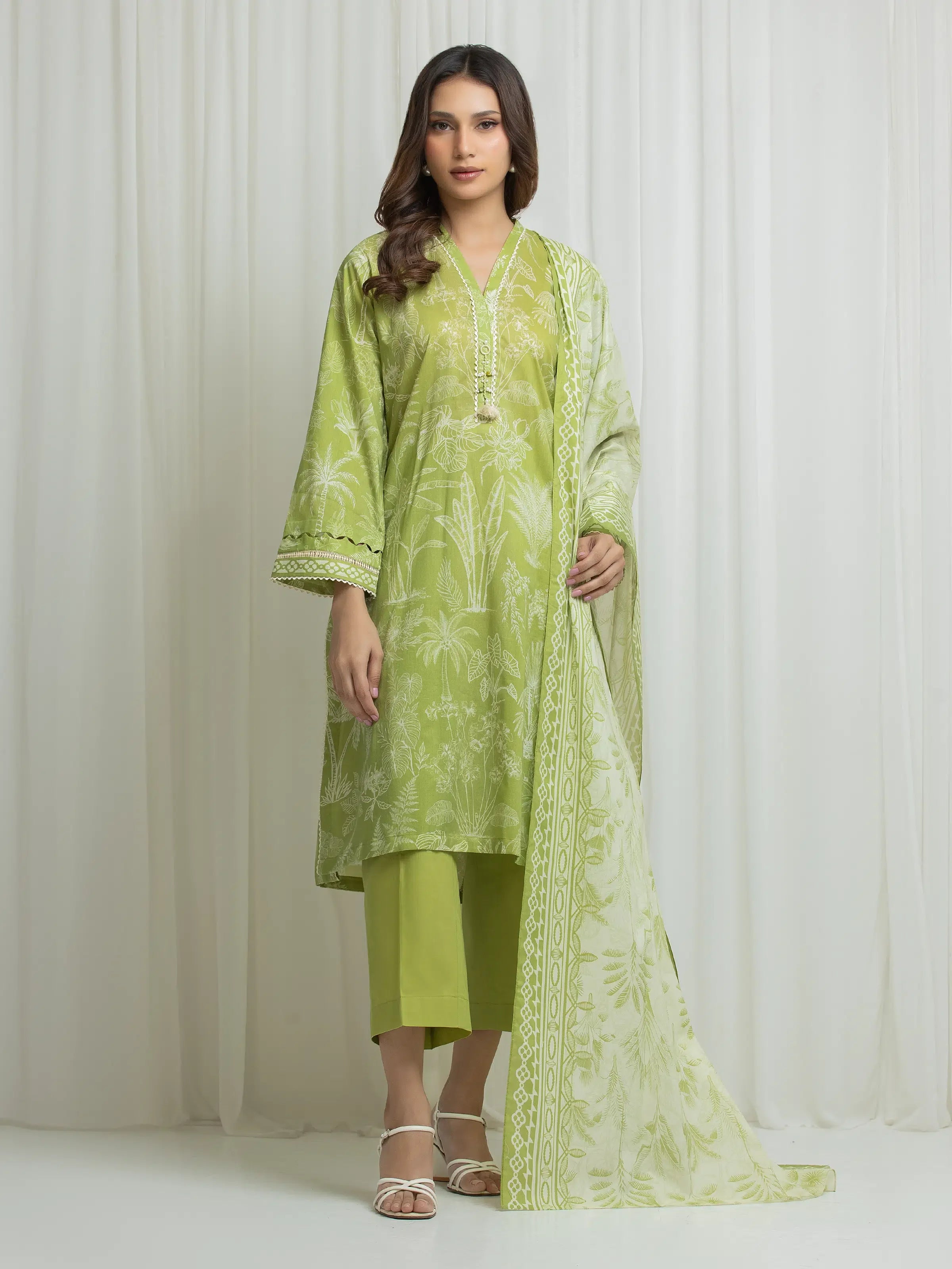URB Printed Lawn Suit (Olive)
