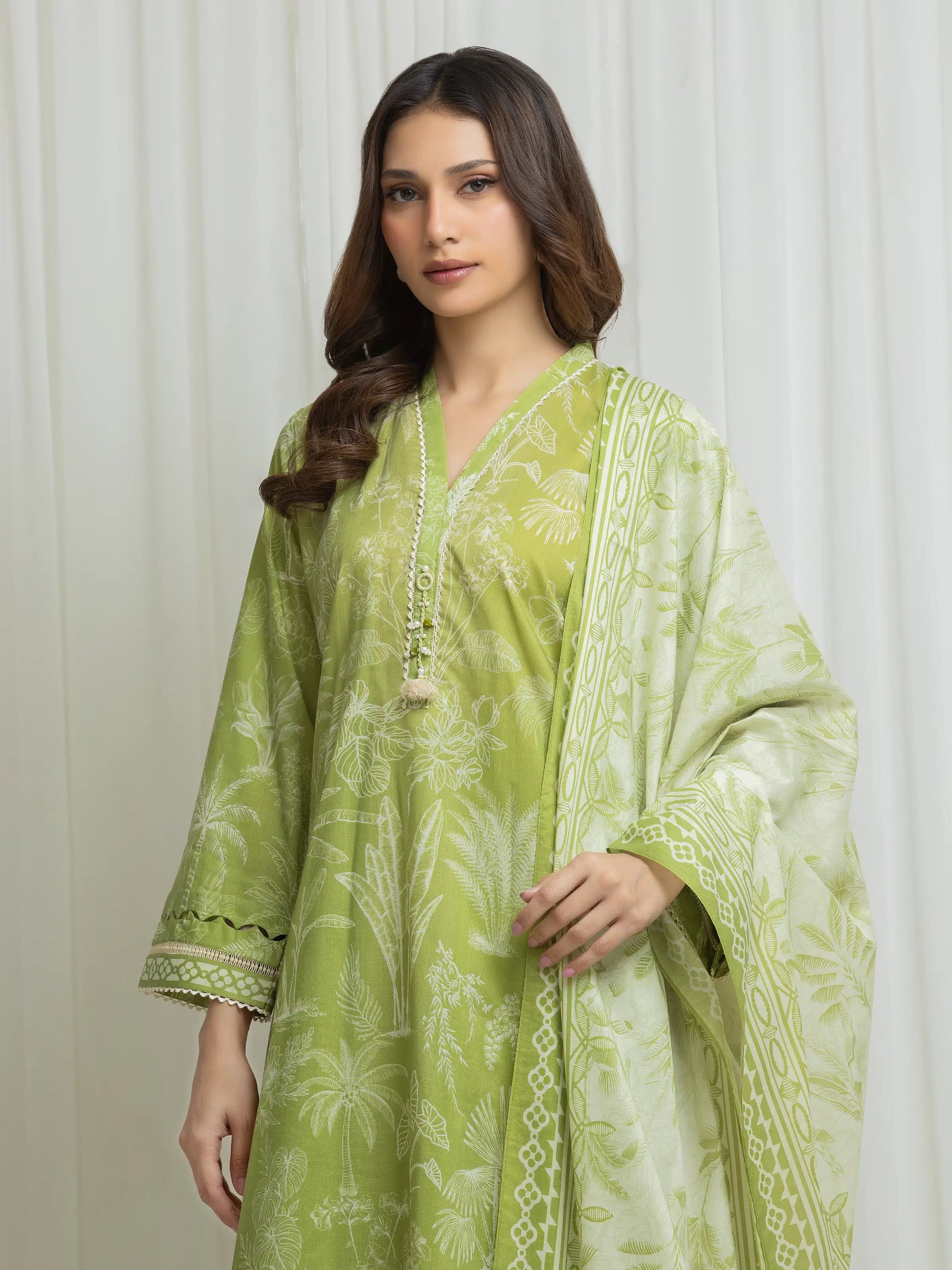 URB Printed Lawn Suit (Olive)