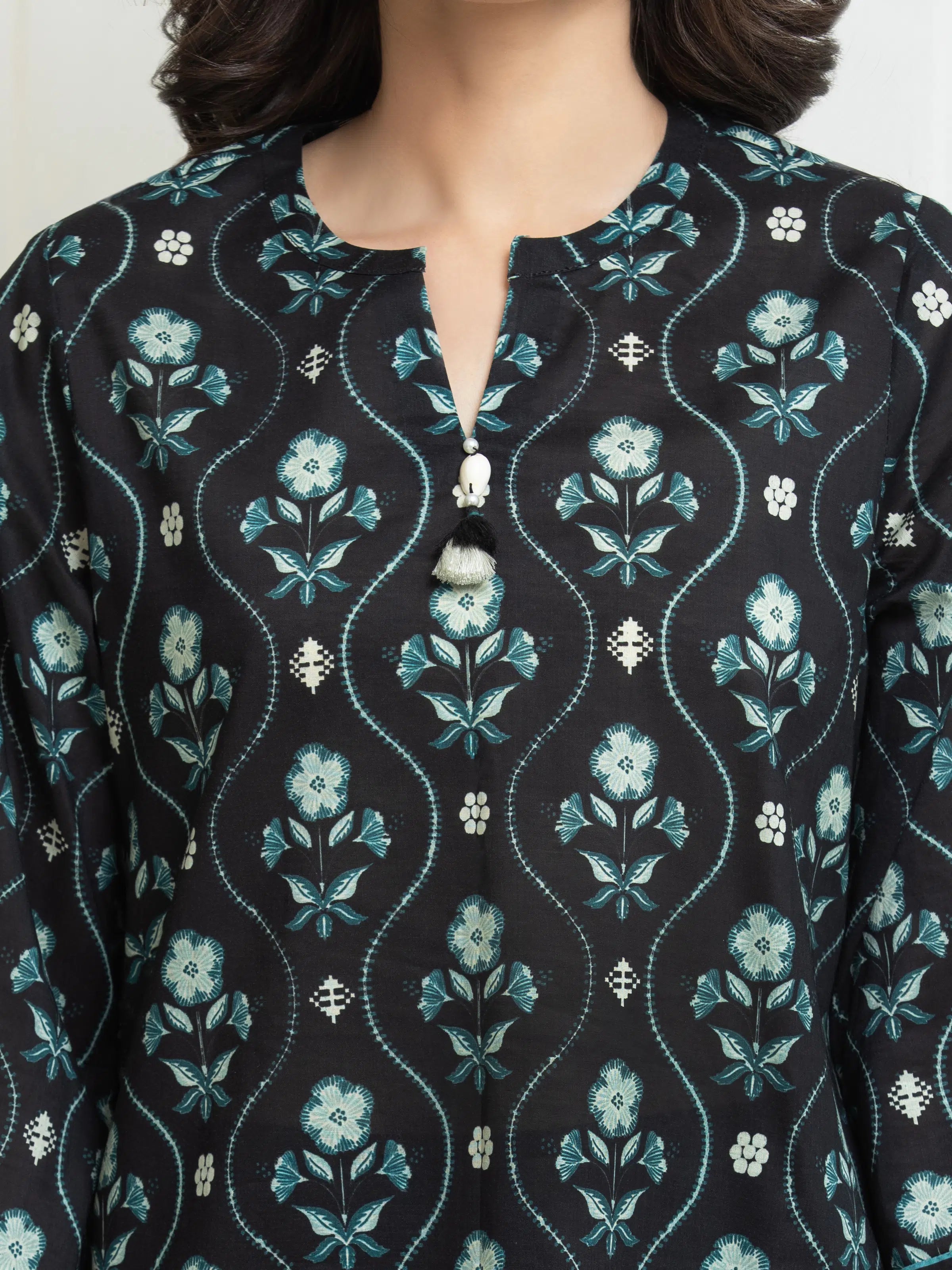 URB Printed Lawn Suit (Black)