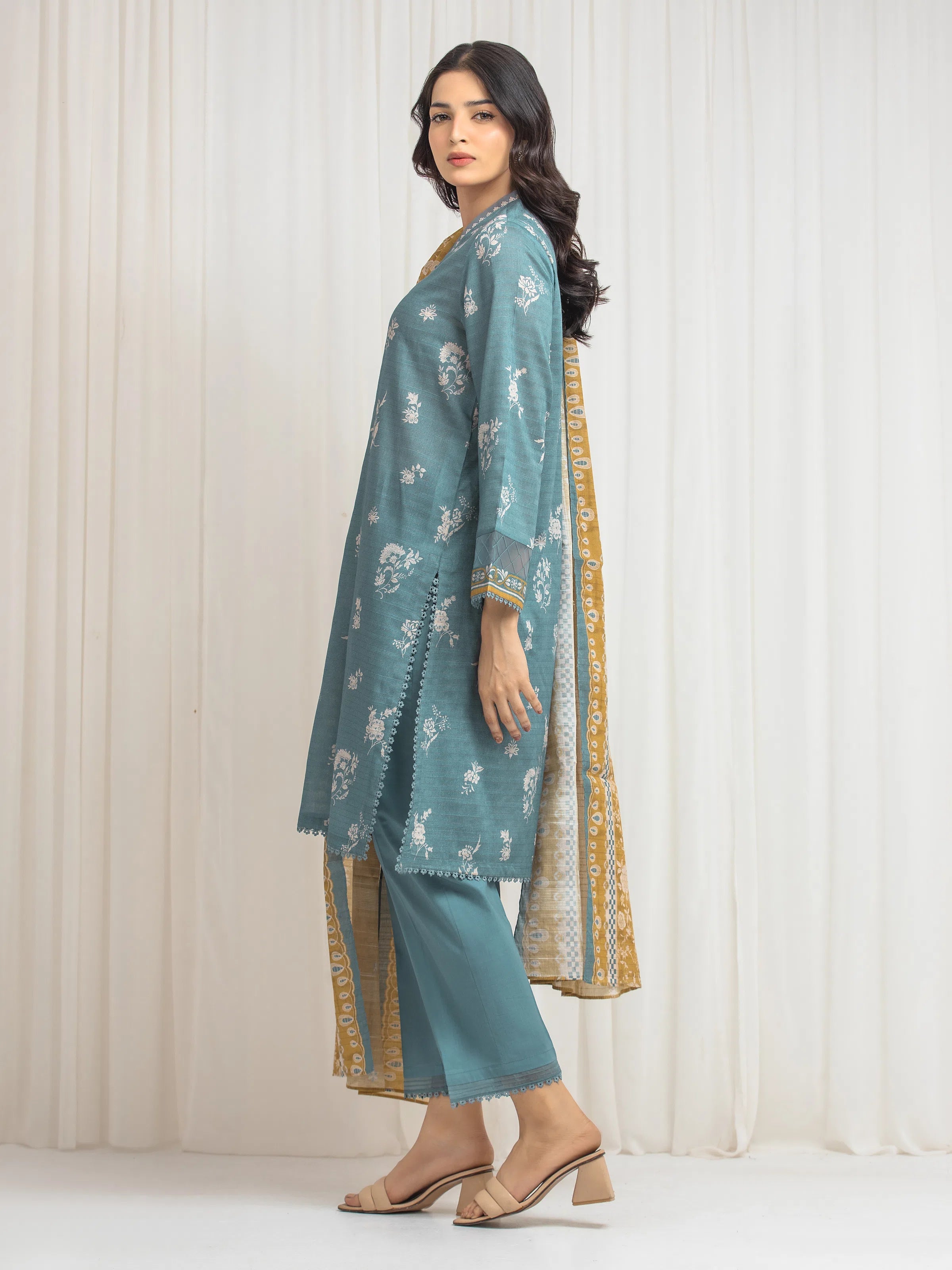 URB Unstitched Printed Zari Lawn Suit