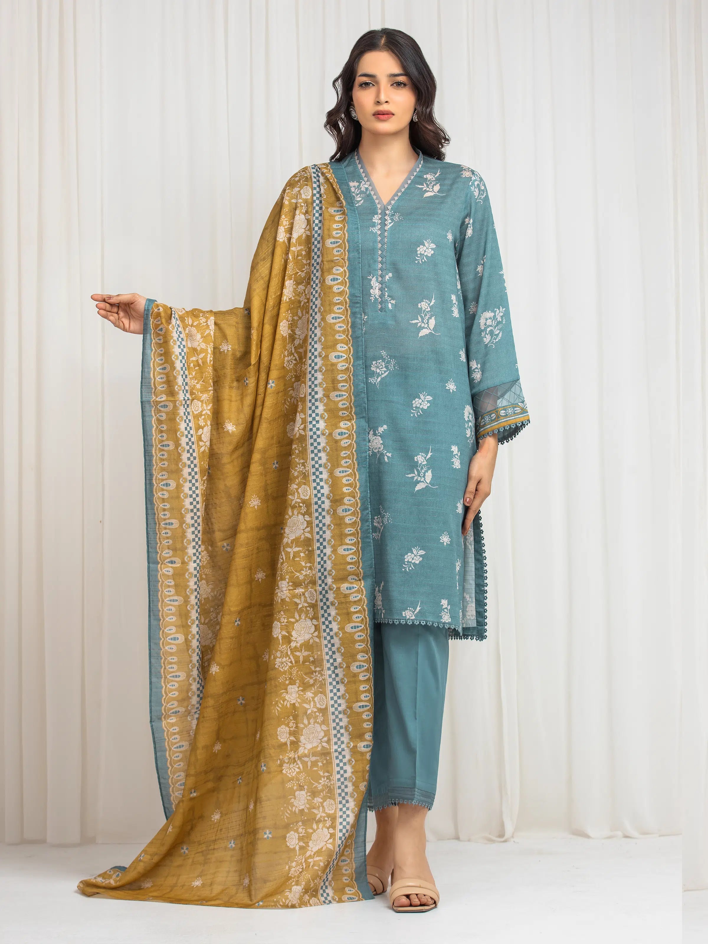 URB Unstitched Printed Zari Lawn Suit