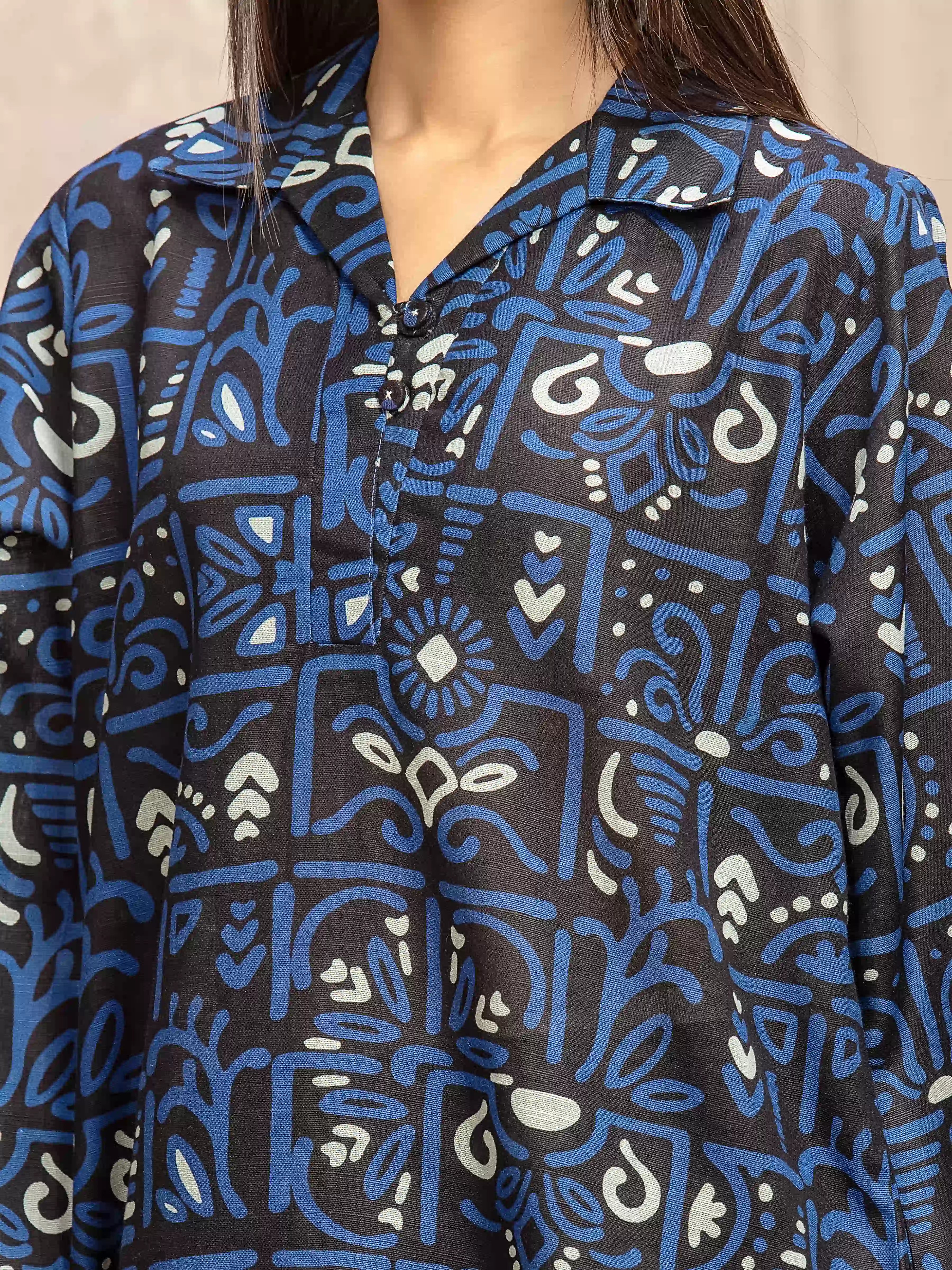 URB Pret 2Pc Printed Khaddar Shirt Trouser