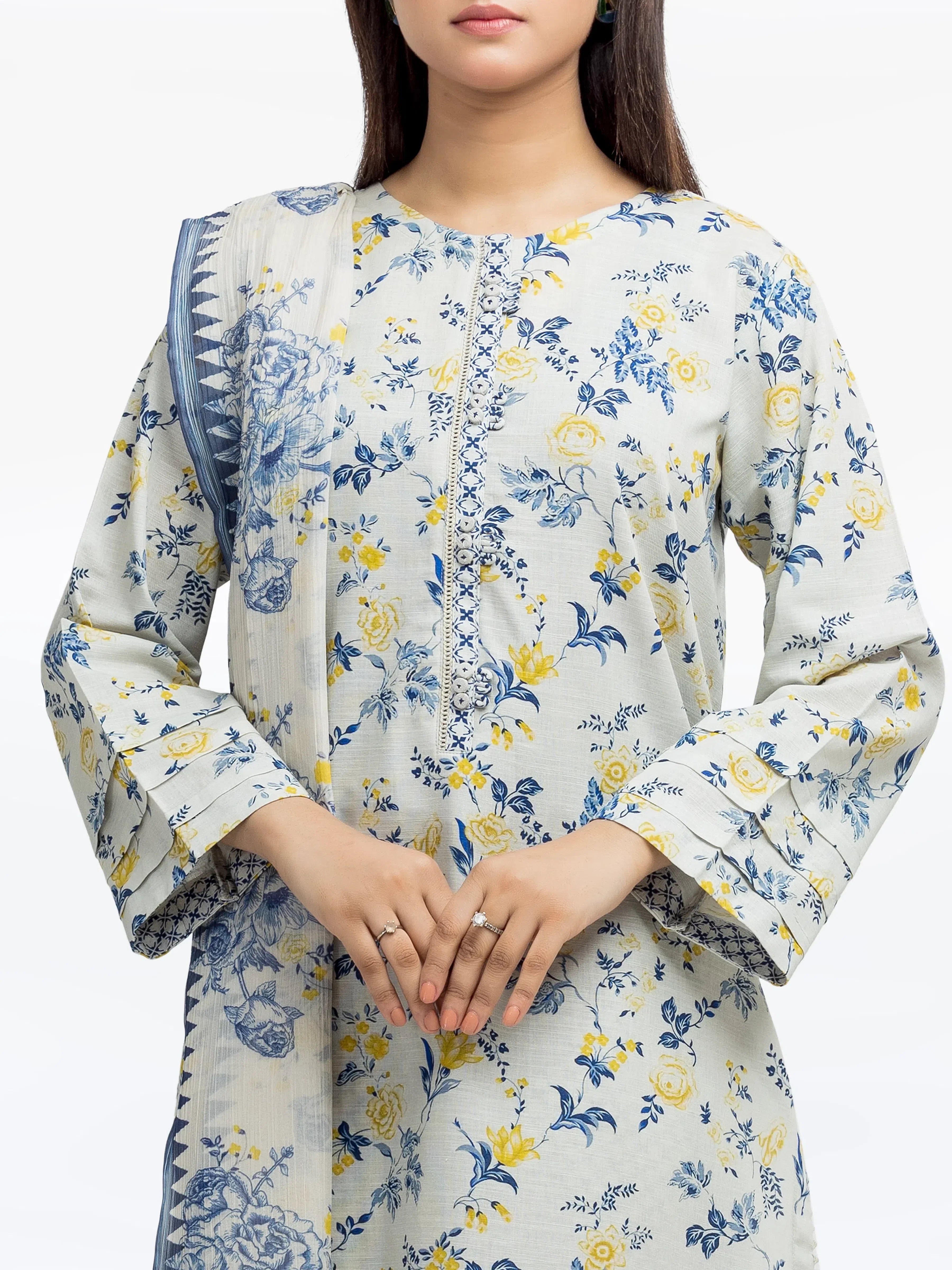 URB Pret 3Pc Printed Khaddar Suit