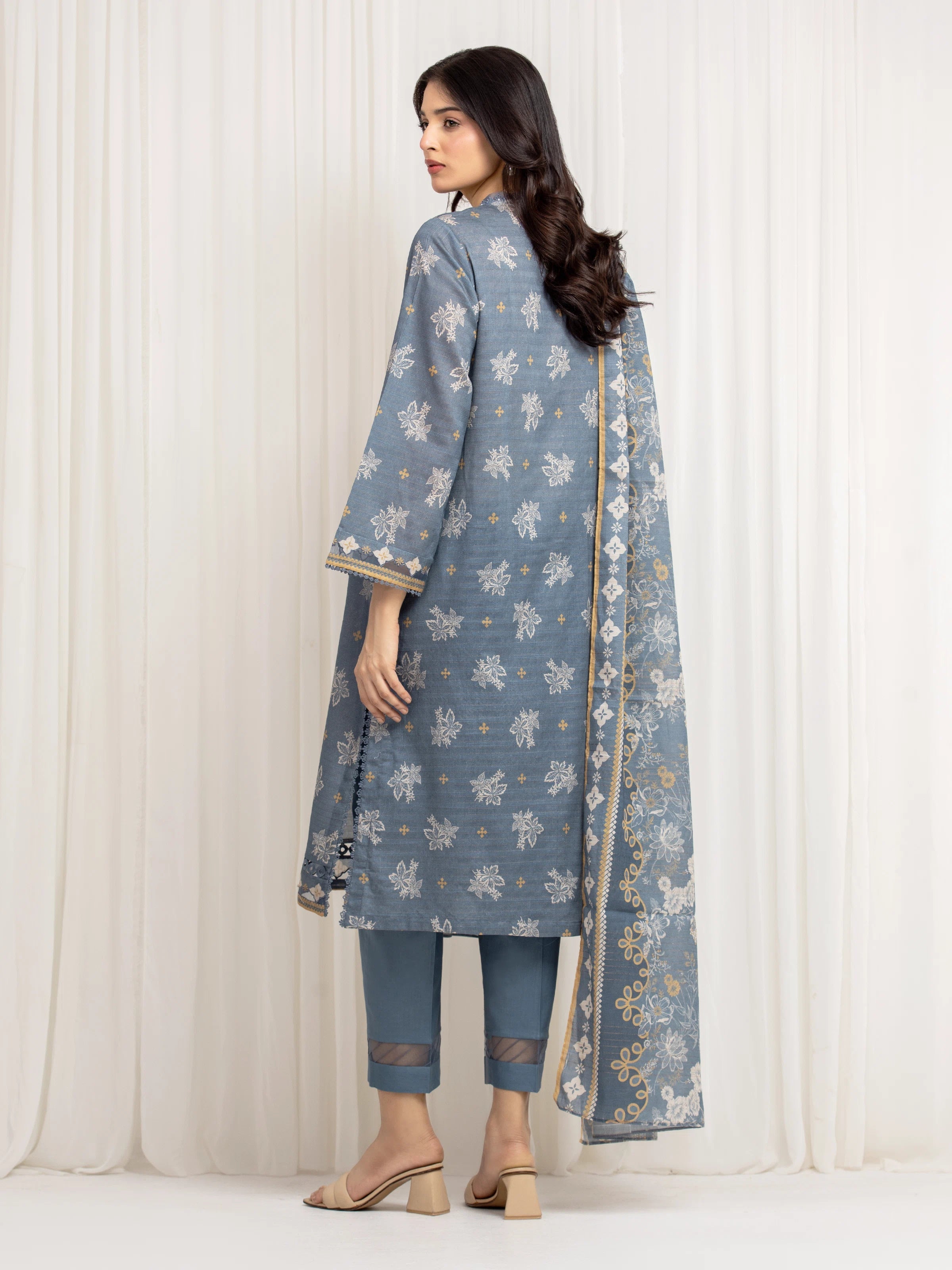 Unstitched Printed Zari Lawn Suit