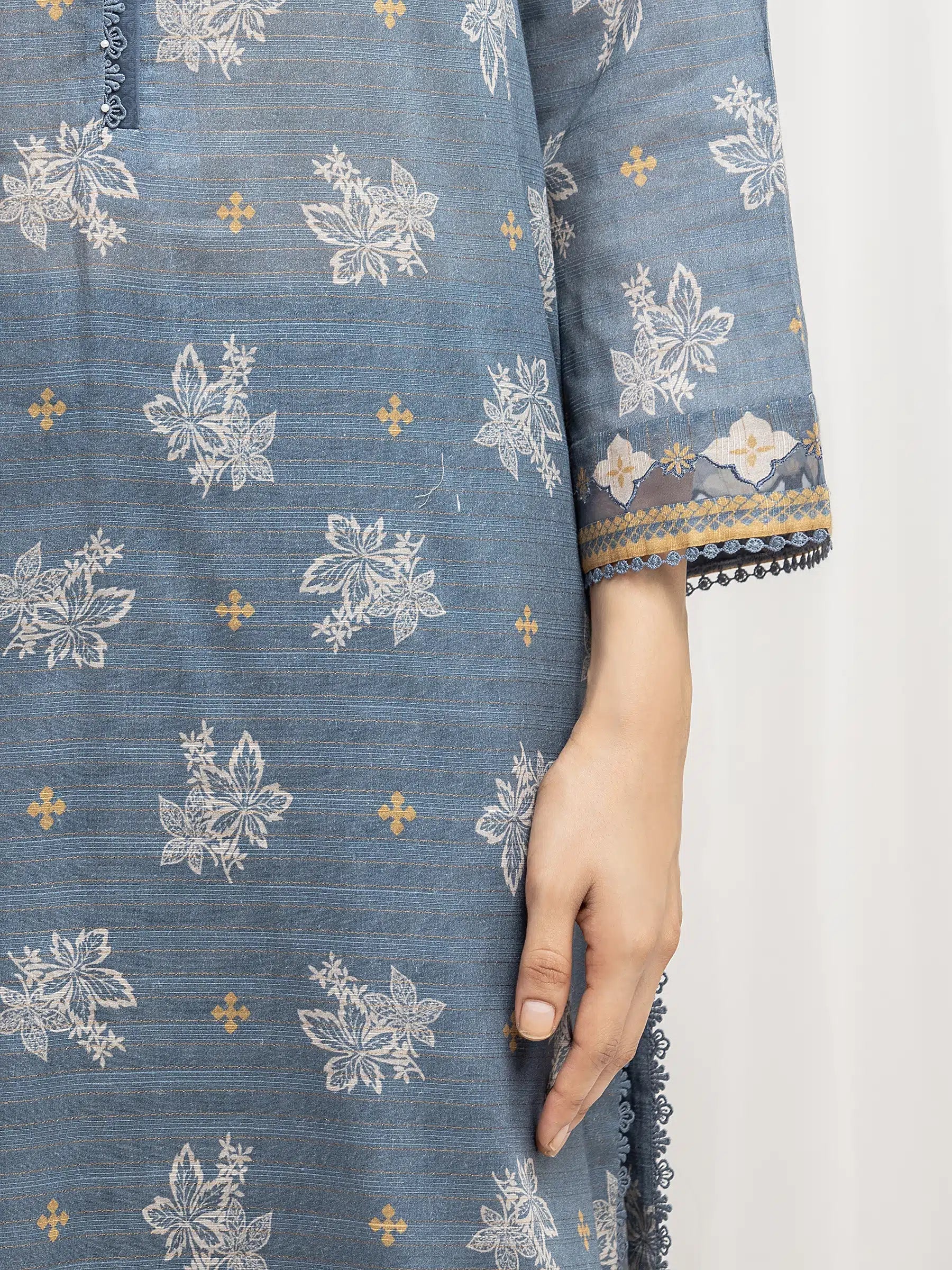 Unstitched Printed Zari Lawn Suit