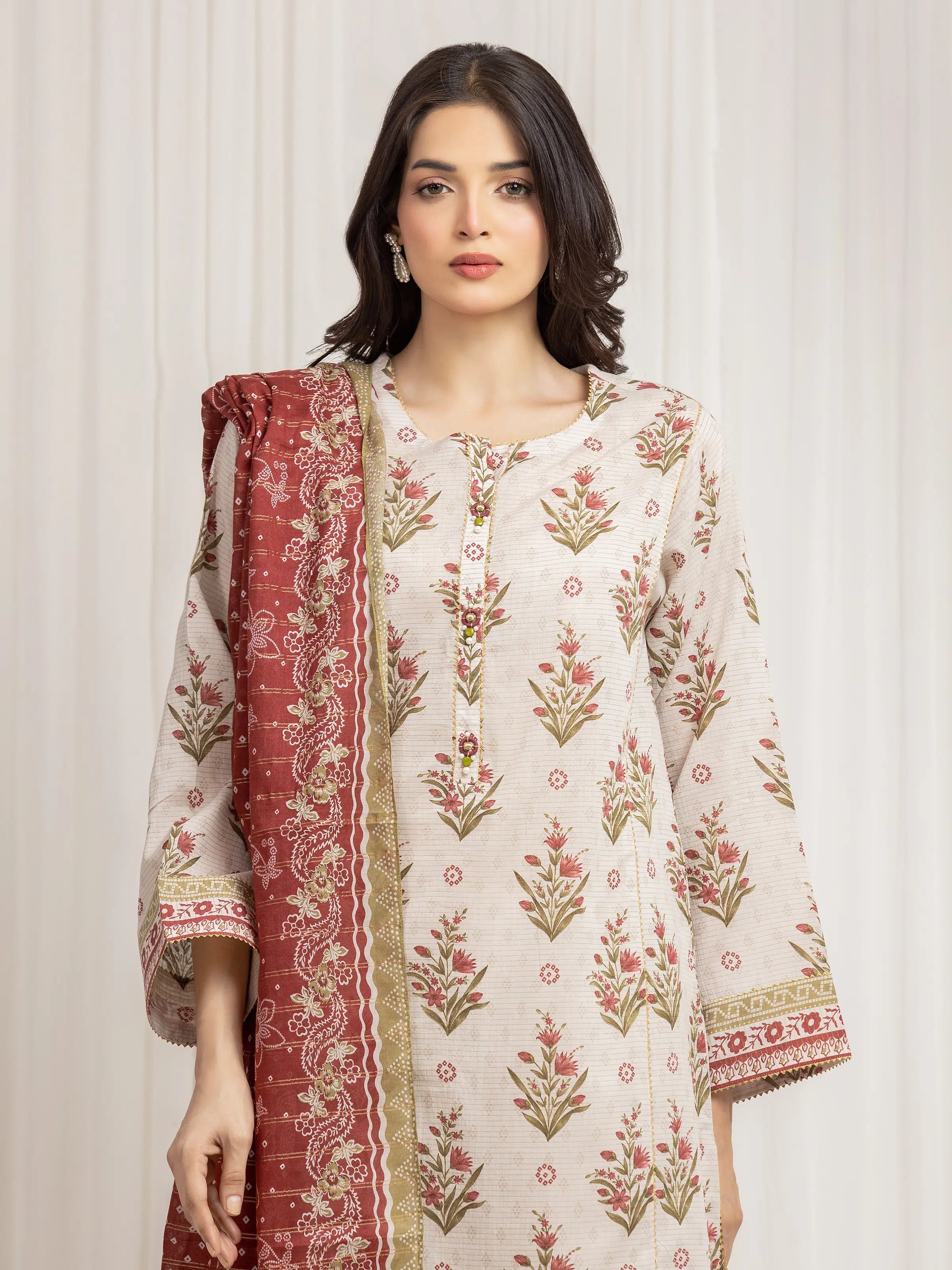 URB Unstitched Printed Zari Lawn Suit
