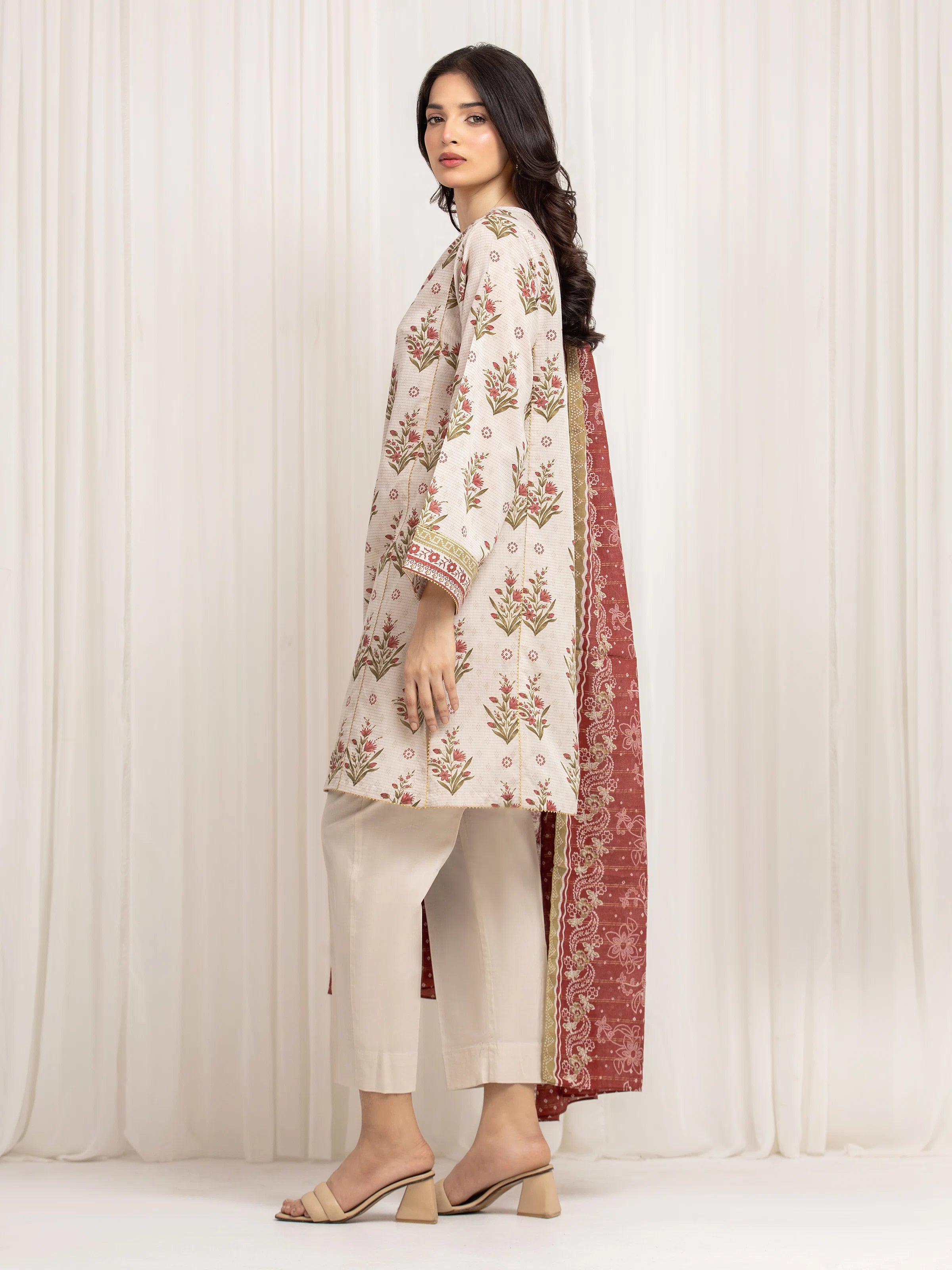 URB Unstitched Printed Zari Lawn Suit