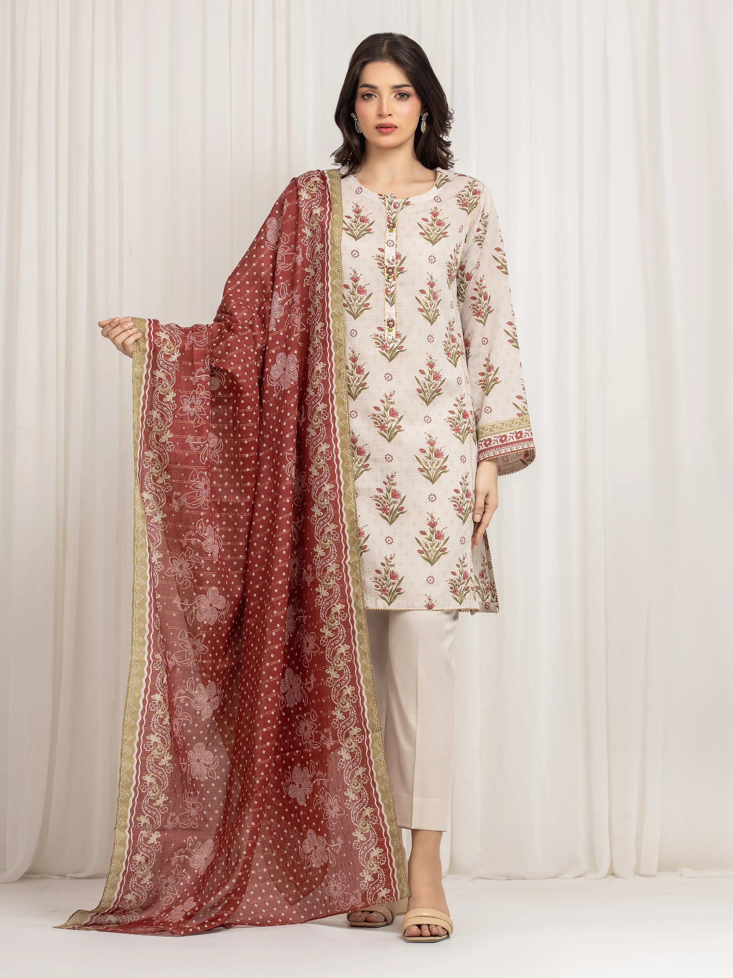 URB Unstitched Printed Zari Lawn Suit