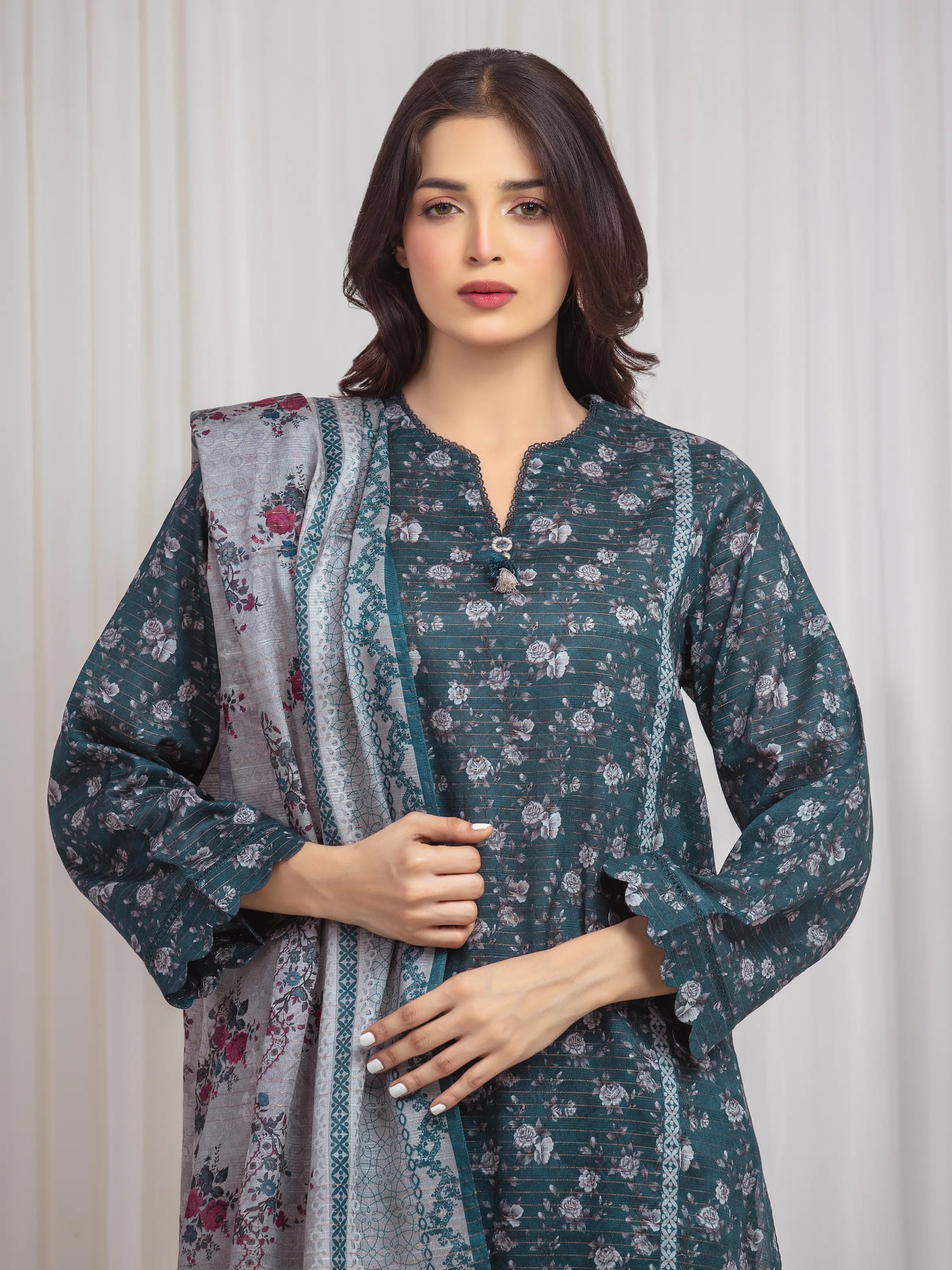 URB Unstitched Printed Zari Lawn Suit
