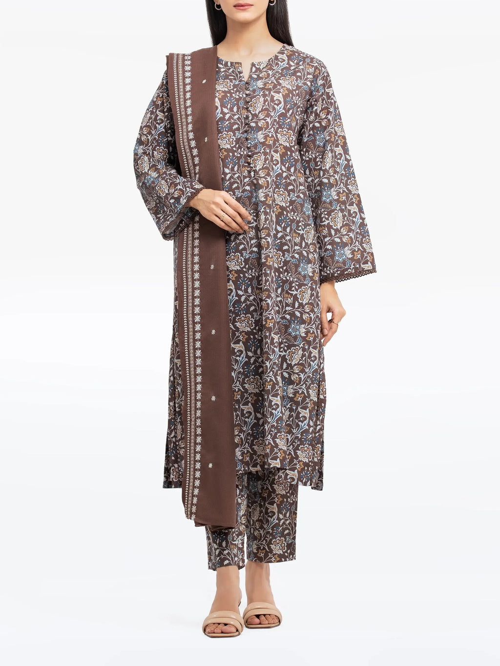 URB Pret 3Pc Printed Khaddar Suit