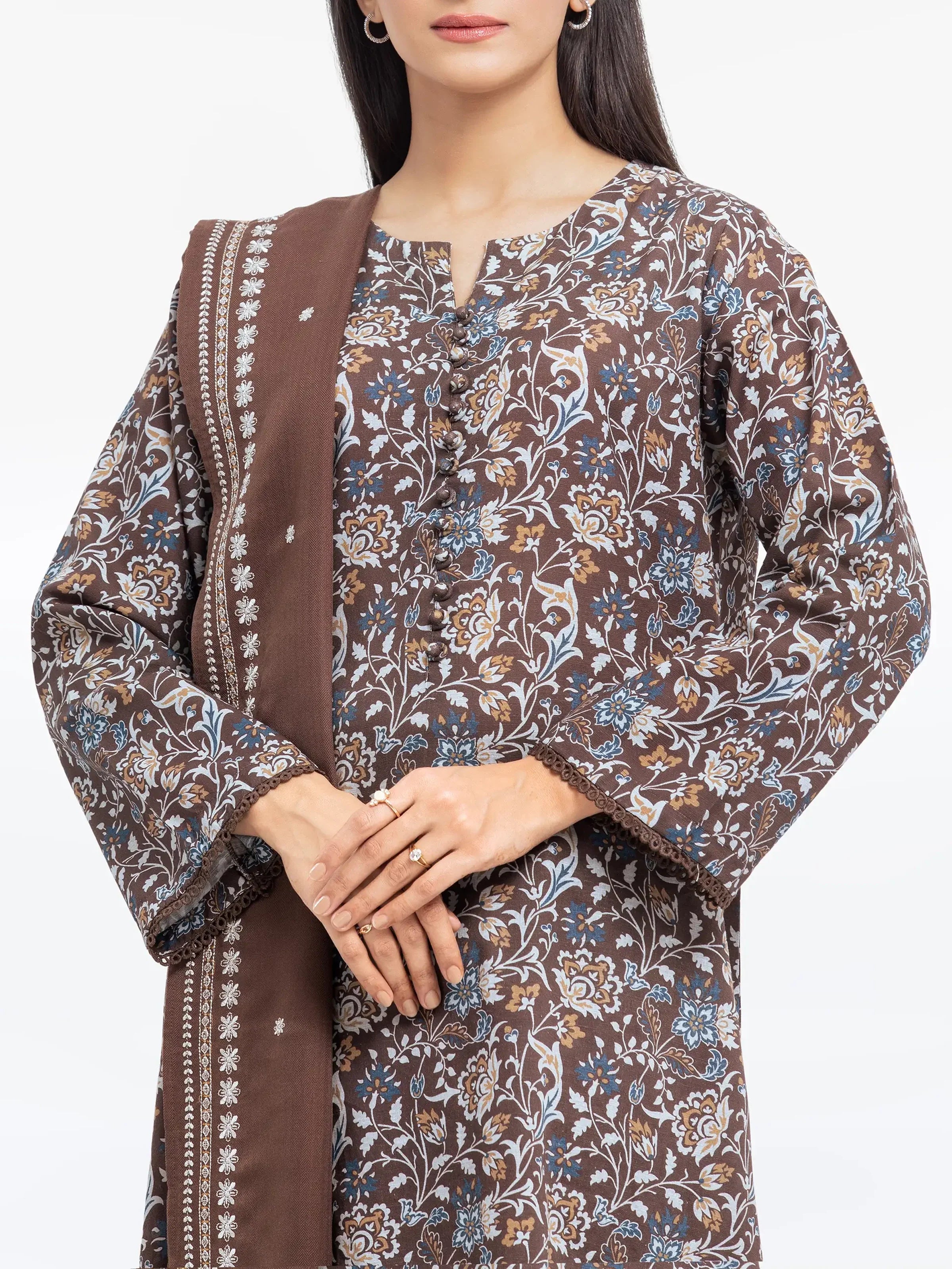 URB Pret 3Pc Printed Khaddar Suit