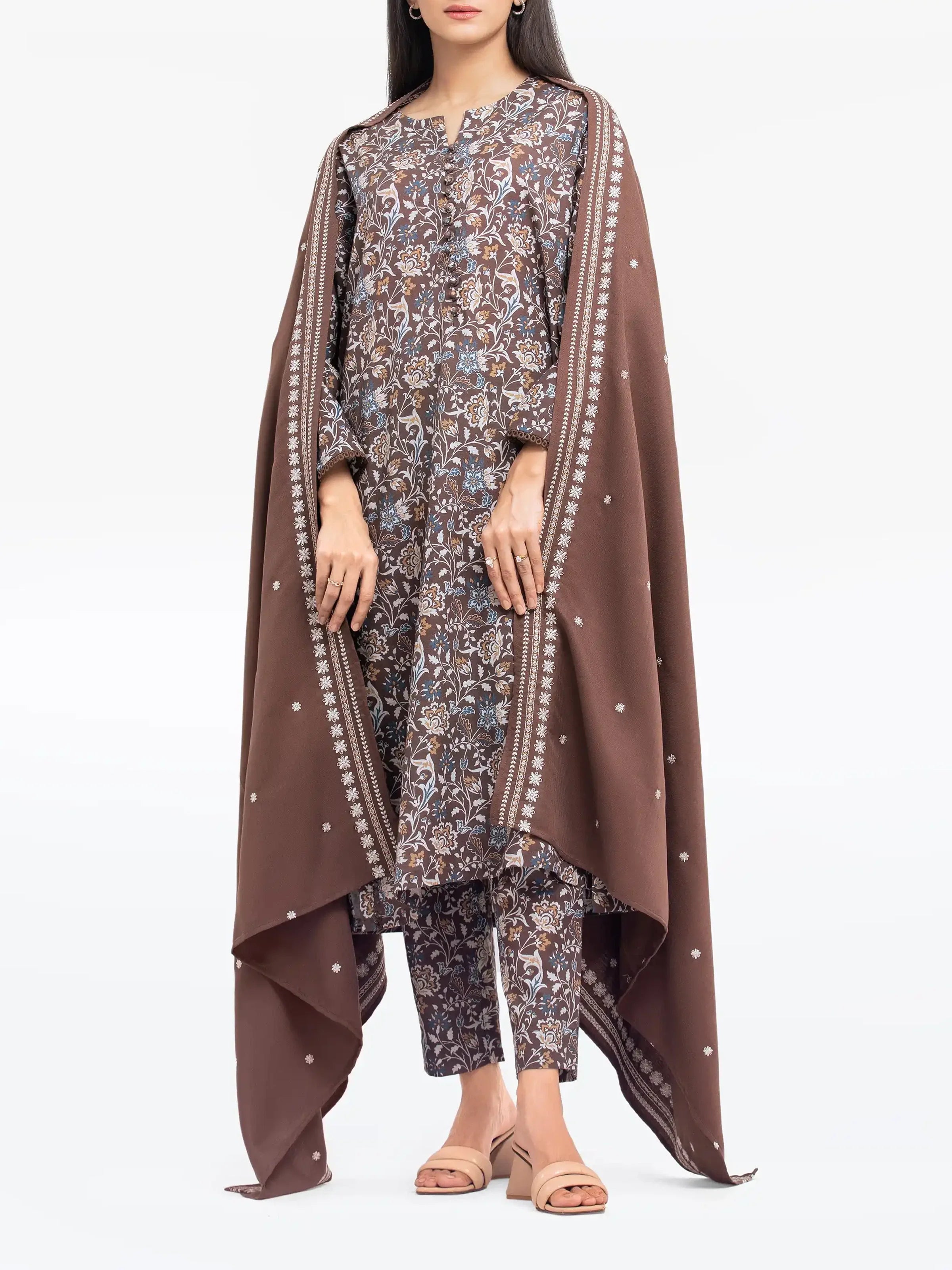 URB Pret 3Pc Printed Khaddar Suit