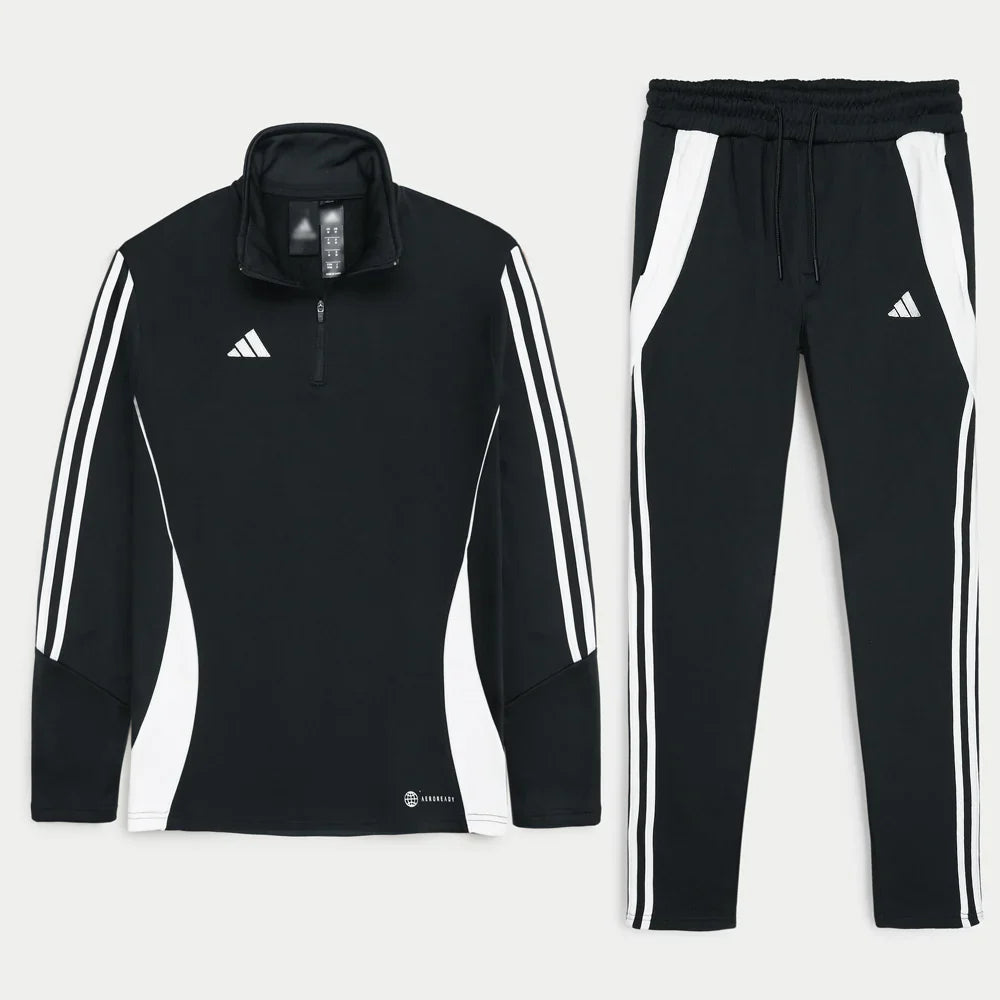 Adidas Imported Tiro Piping Quarter Zip Tracksuit (Black)