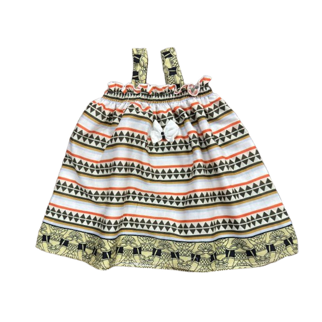 Boho Chic Striped Summer Frock Set Cream & Black