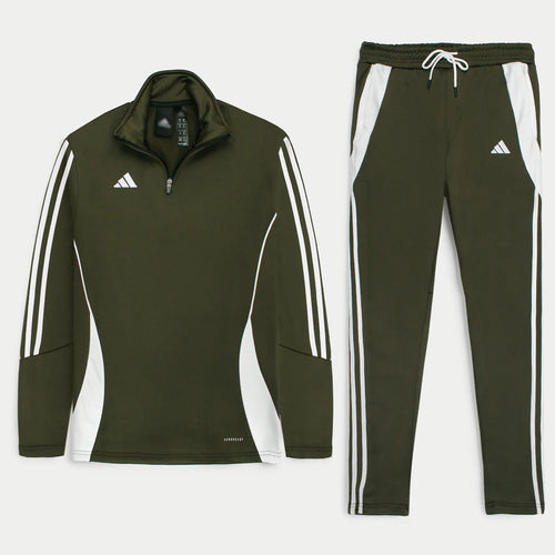 Adidas Imported Tiro Piping Quarter Zip Tracksuit (Olive Green)