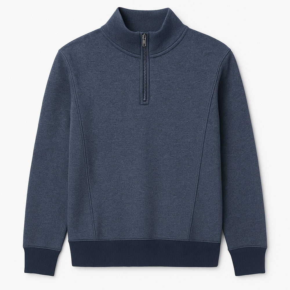 ZARA PREMIUM COTTON FLEECE FRONT PANEL TRACKSUIT (NAVY MELANGE)
