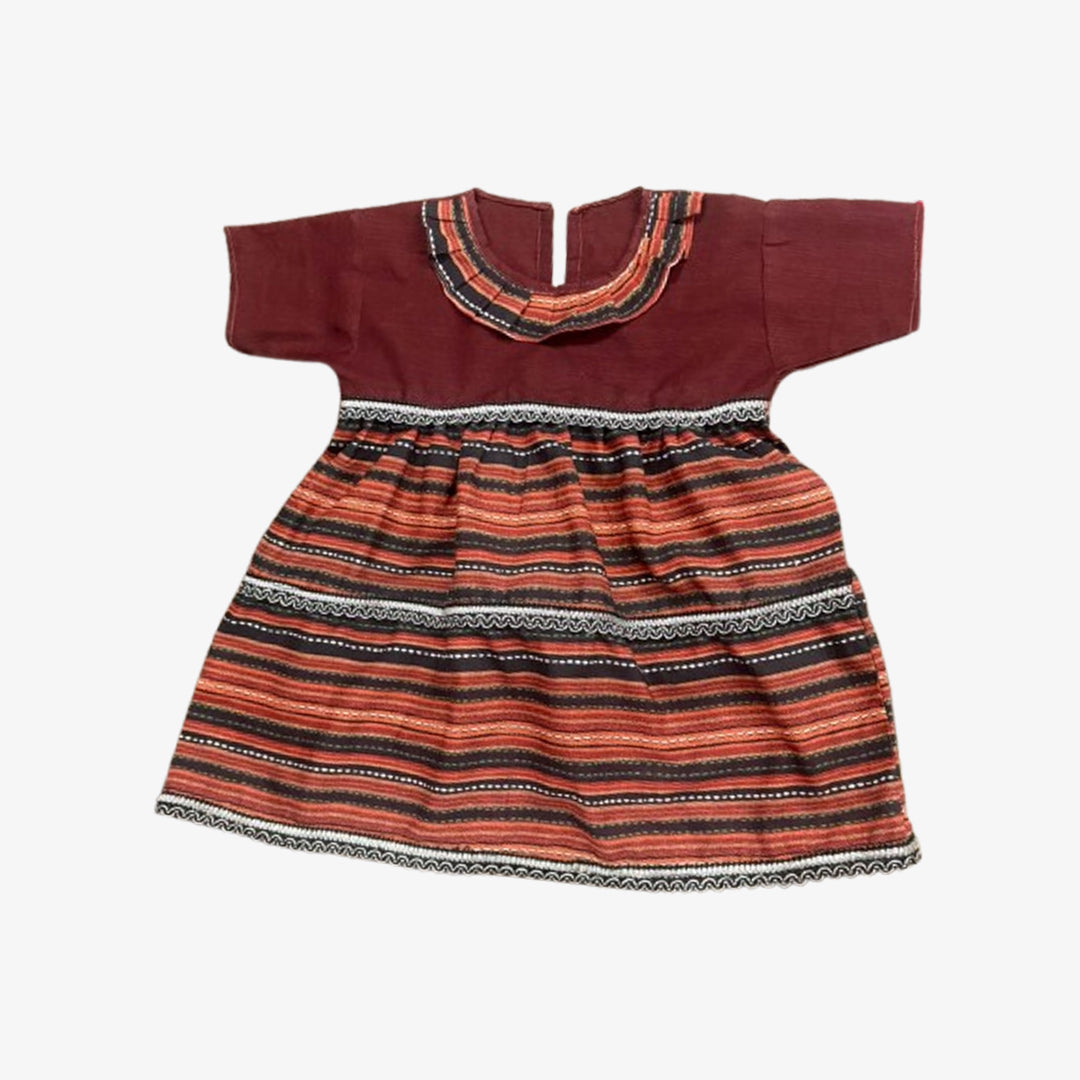 Kids Maroon Khaddar 2-Piece Dress for Winter
