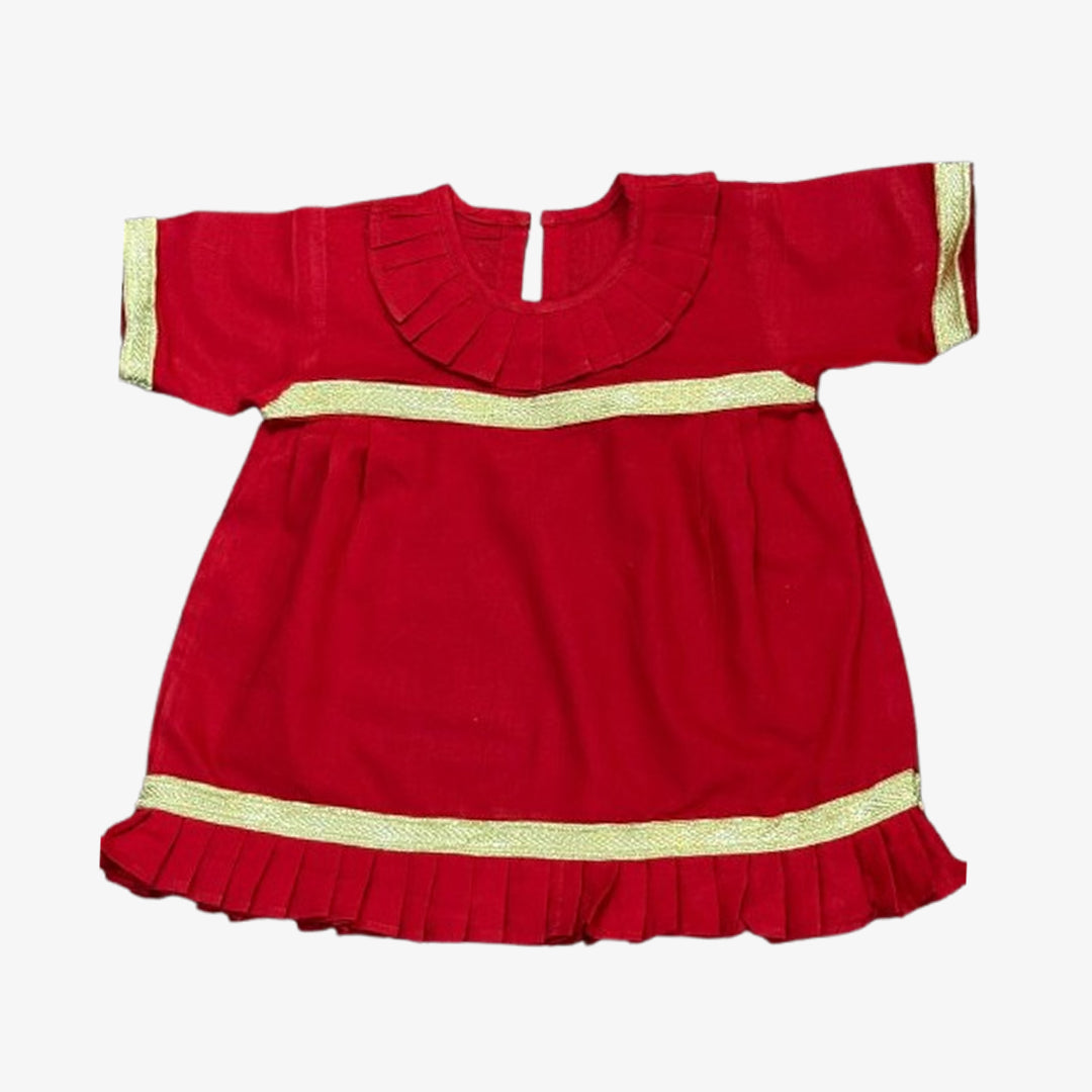 Baby Cotton Red Dress with Pajama