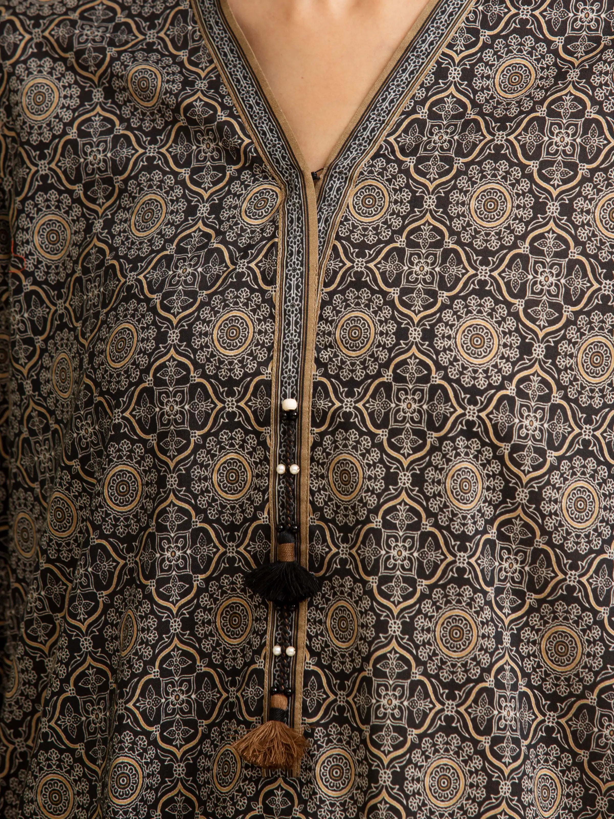 3 Piece Unstitched Lawn Suit Black Printed
