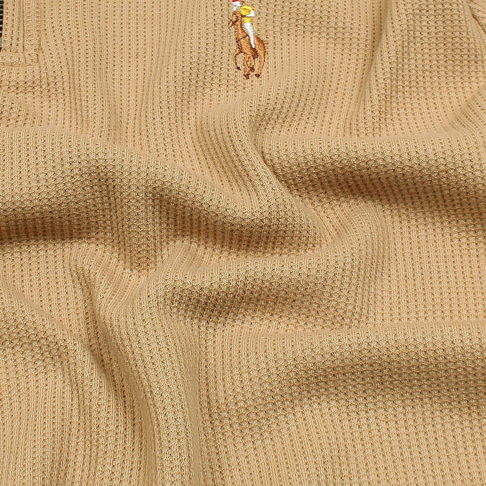 RL Premium Men's Khaki Polo Shirt with Multi Zipper Design