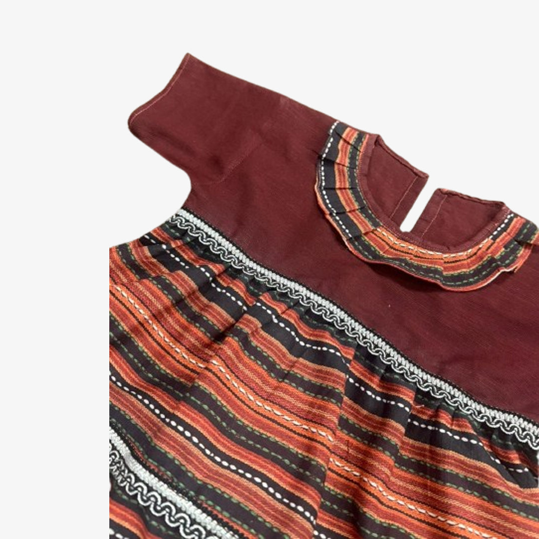 Kids Maroon Khaddar 2-Piece Dress for Winter